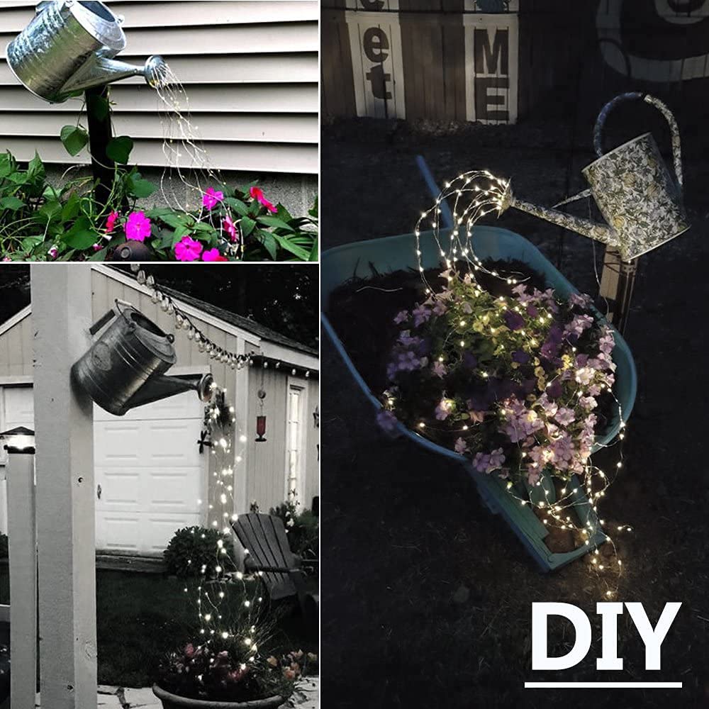ZNYCYE Solar Waterfall Fairy Bunch Lights, 200 LEDs, 66ft Cool White, Outdoor Waterproof String Lights for Garden Decorations, Gifts for Mom