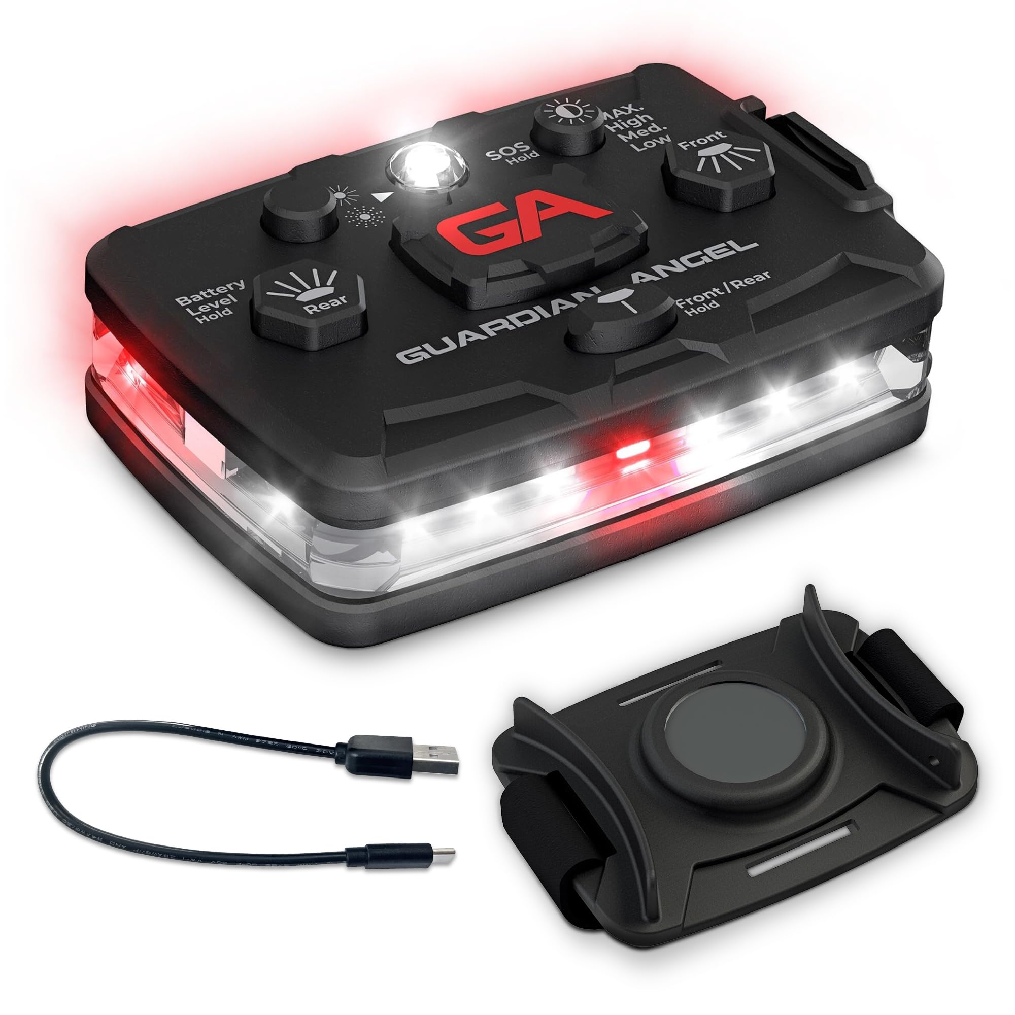 Guardian Angel Safety Light - high-standard Series Beacon Device, Rechargeable, Magnetic, White/Red, Hands-Free Wearable & Mountable Led For First Responders
