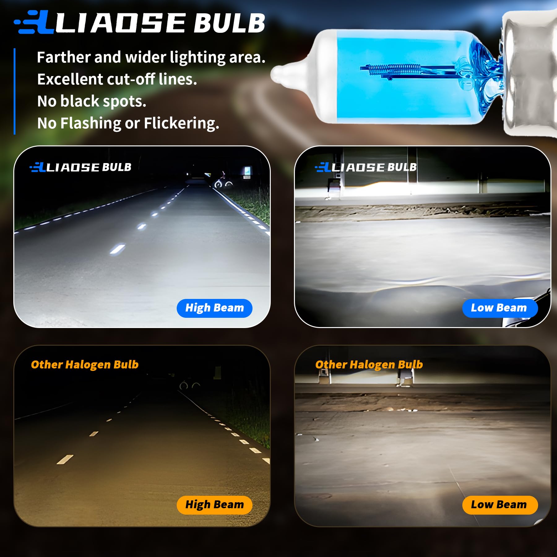 LIAOSENFA Halogen Headlight Bulbs Combo for FORD F150 (2004-2014), 9008/H13 + 9145, IP68, Pack of 4