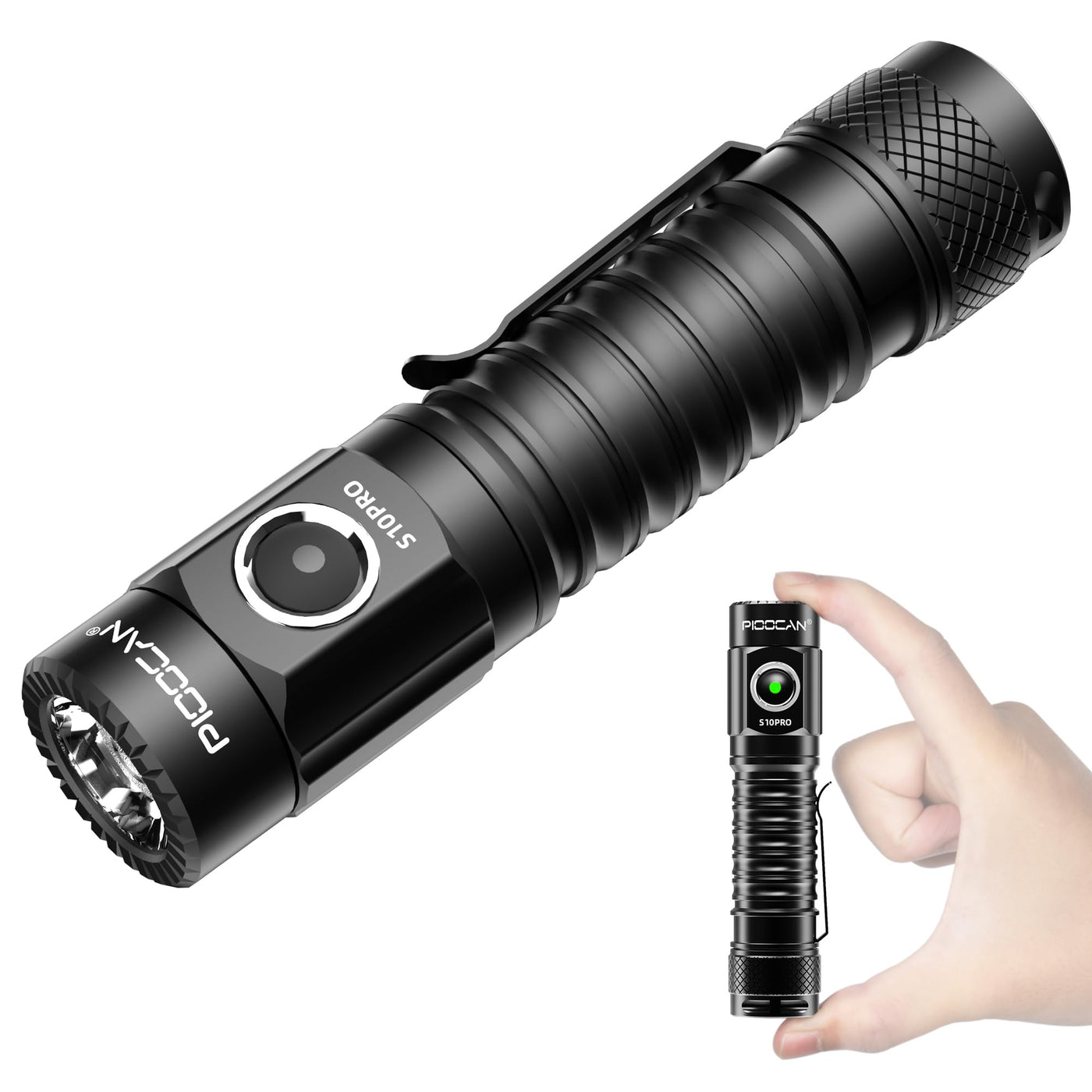 PIOOCAN S10Pro Rechargeable Flashlights LED, 2500 High Lumens Super Bright Pocket Flashlight, Small Tactical Flashlights Brighte, Black PIOOCAN S10Pro Rechargeable Flashlights LED, 2500 High Lumens Super Bright Pocket Flashlight, Small Tactical Flashlights Brighte, Black