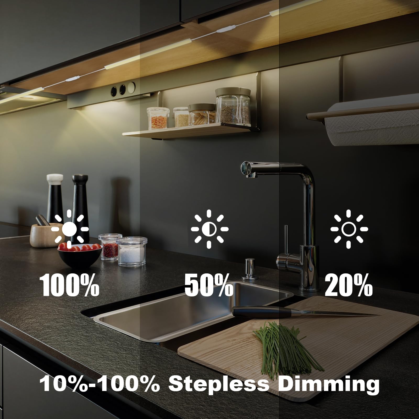 Plug-In Under Cabinet Lights Daylight White 4000K, Dimmable Led Under Cabinet Lighting, 6Pcs X 12 Inch Under-Counter Light Fixtu