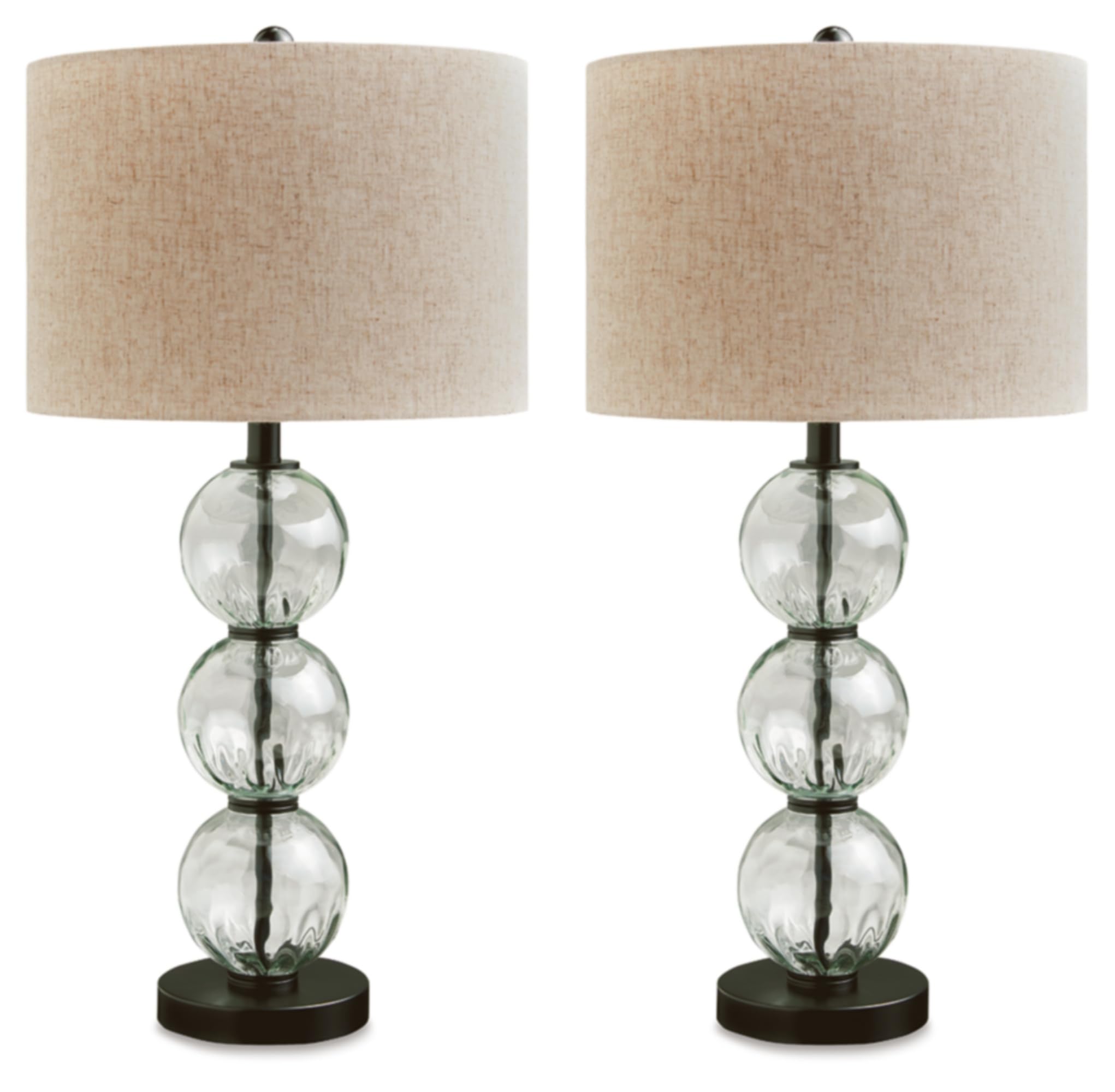 Signature Design by Ashley Airbal Modern 29.5 Glass and Metal Table Lamp, Set of 2, Black & Glass