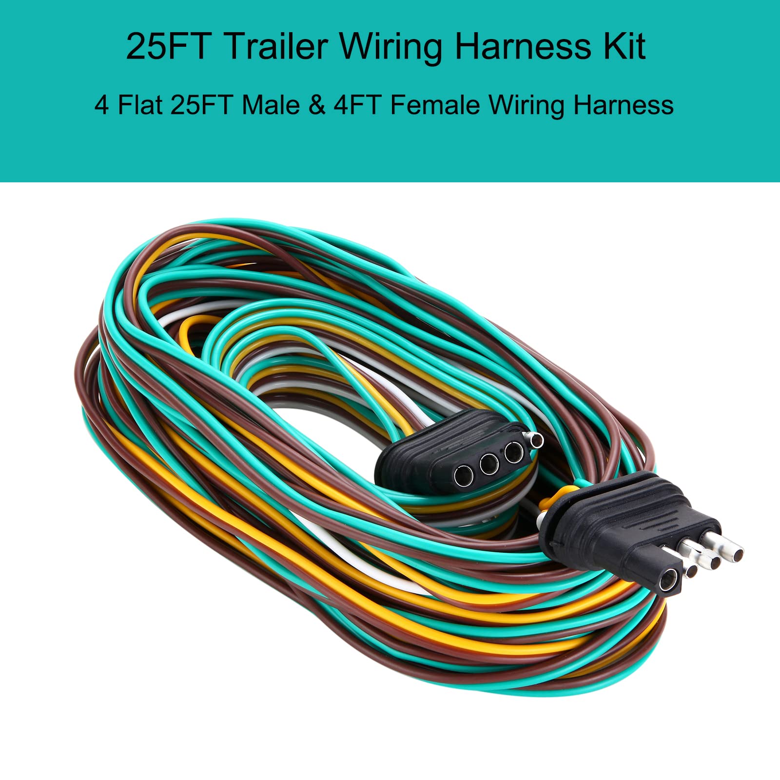 Limicar Trailer Lights, Upgrade Ip68 Halo Glow Trailer Light Kit, Brake Stop Turn Tail License Plate With 25Ft Wiring Harness Ki