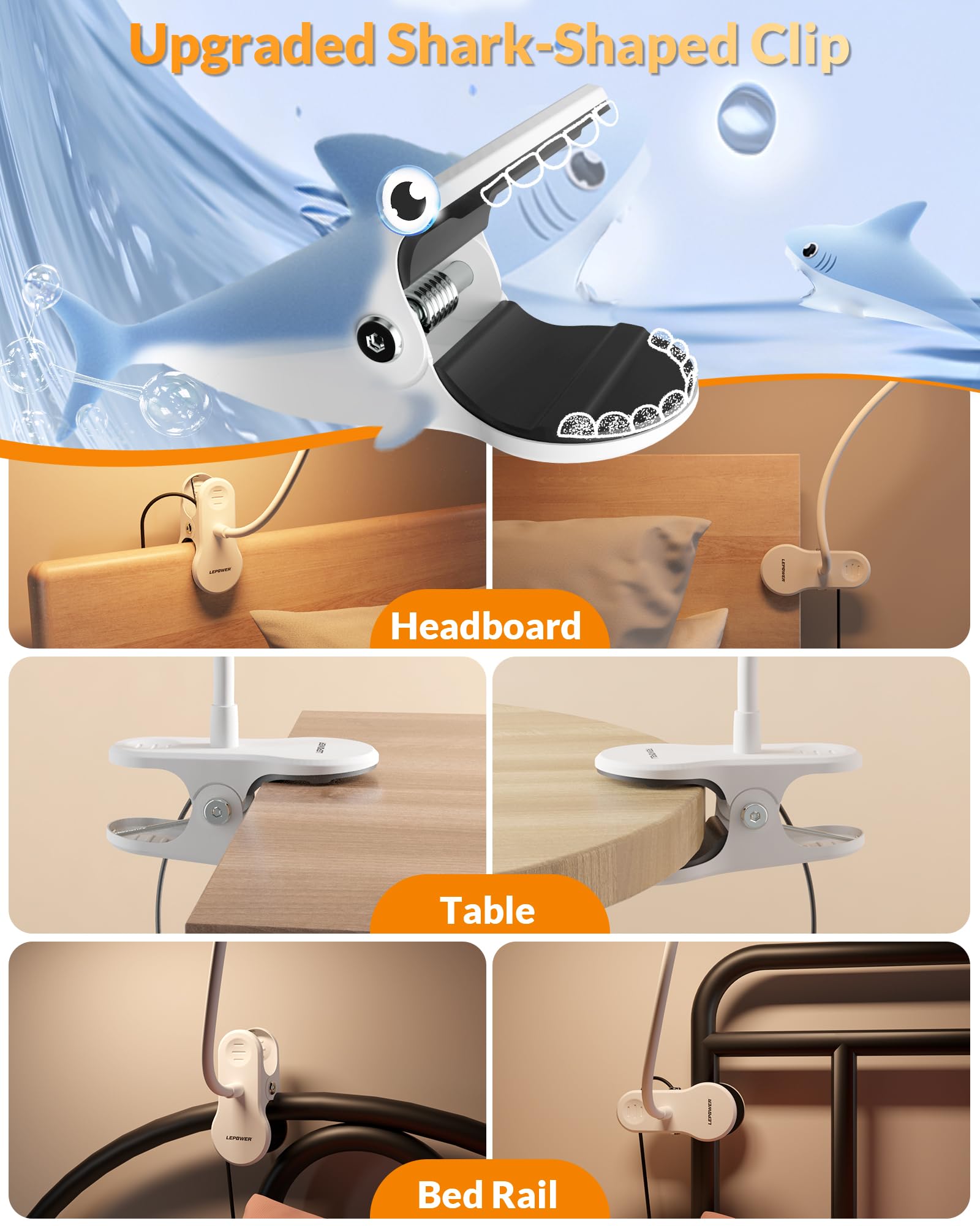 Lepower Clip On Light, 60 Led Reading Lights For Books In Bed, With 25+ Lighting Options, 3 Timer, Night Light Function, Eye-Car