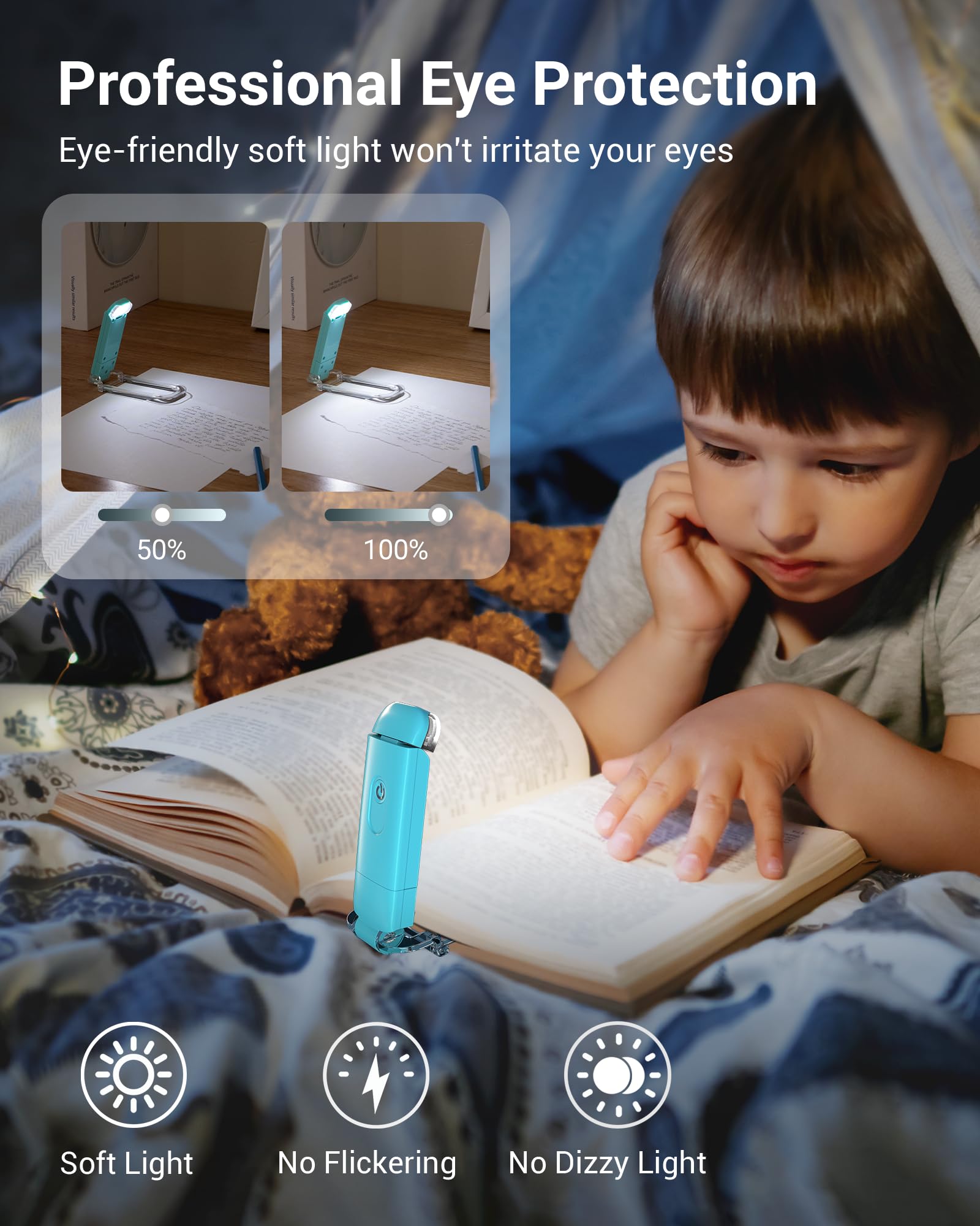 Dewenwils Usb Rechargeable Book Reading Light, Book Light Clip On For Reading In Bed, Led Eye Care Book Lamp For Kids, Bookworms