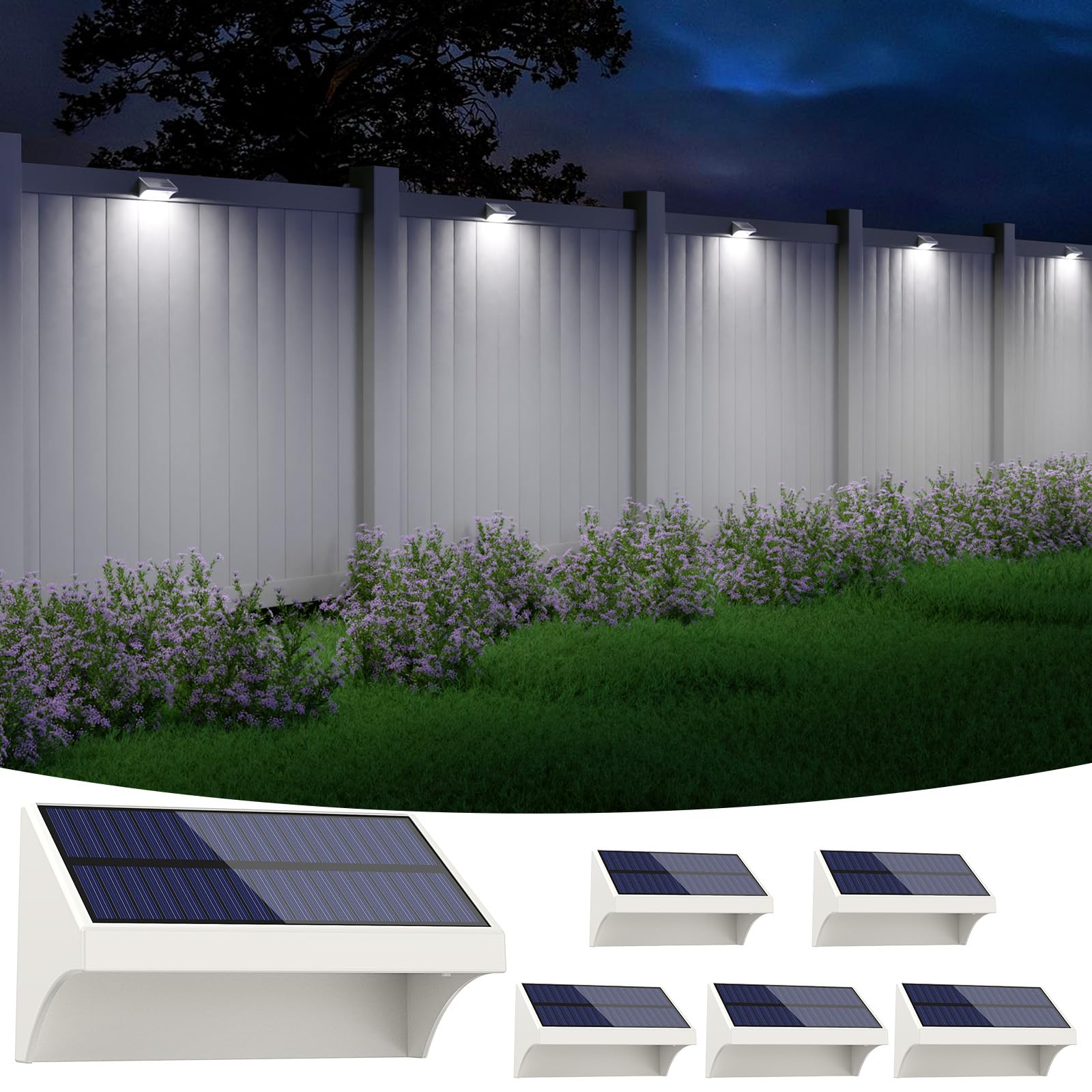 NIORSUN Outdoor Solar Lights for Fence,Solar Fence Light with Warm White/Cool White/RGB Mode,Bigger Size and Brighter 1500mAh,Fe
