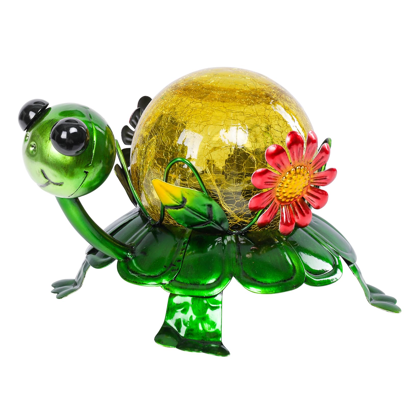MUMTOP Solar Lanterns Outdoor Waterproof - Colorful Metal Turtle Solar Lights Decorative, Glass Tortoise Light Tabletop Lantern
