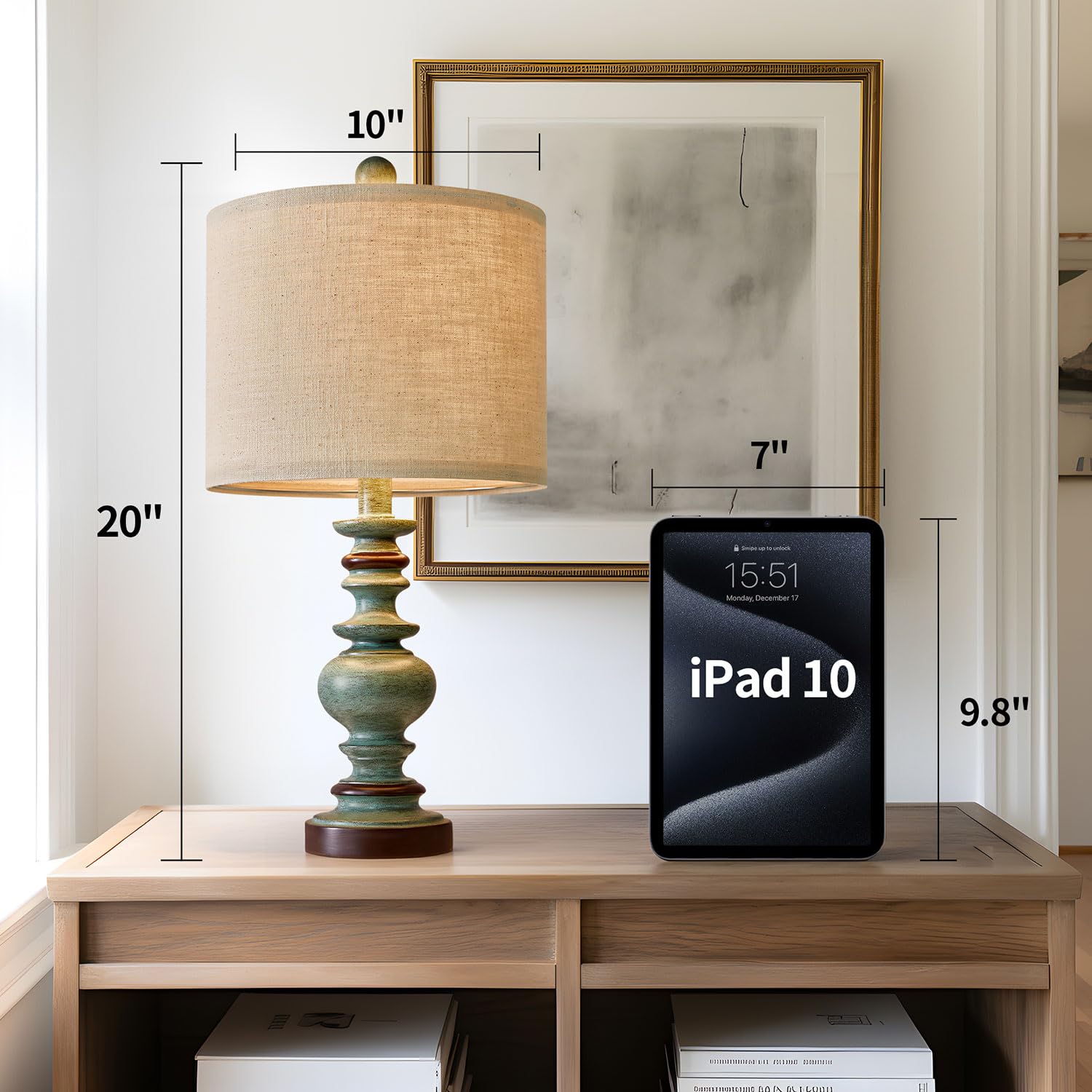 Bobomomo 20'' Farmhouse Lamps For Bedrooms Set Of 2, Retro Side Table Lamps Bedside Lamp For Side Nightstand Living Room(Suitabl