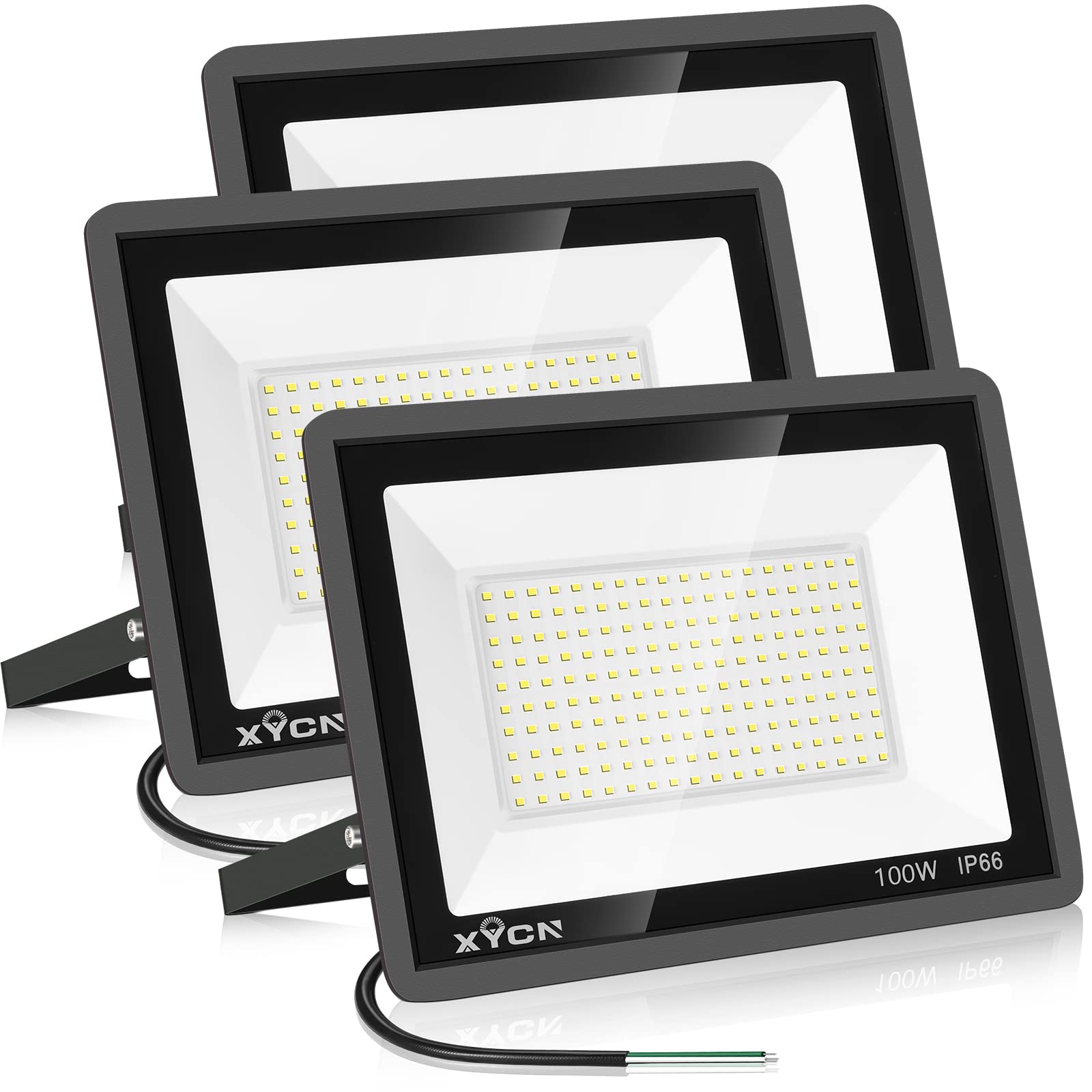 Xycn 100W Led Flood Light 3 Pack, Ip66 Waterproof, 11500Lm, 5000K Daylight White