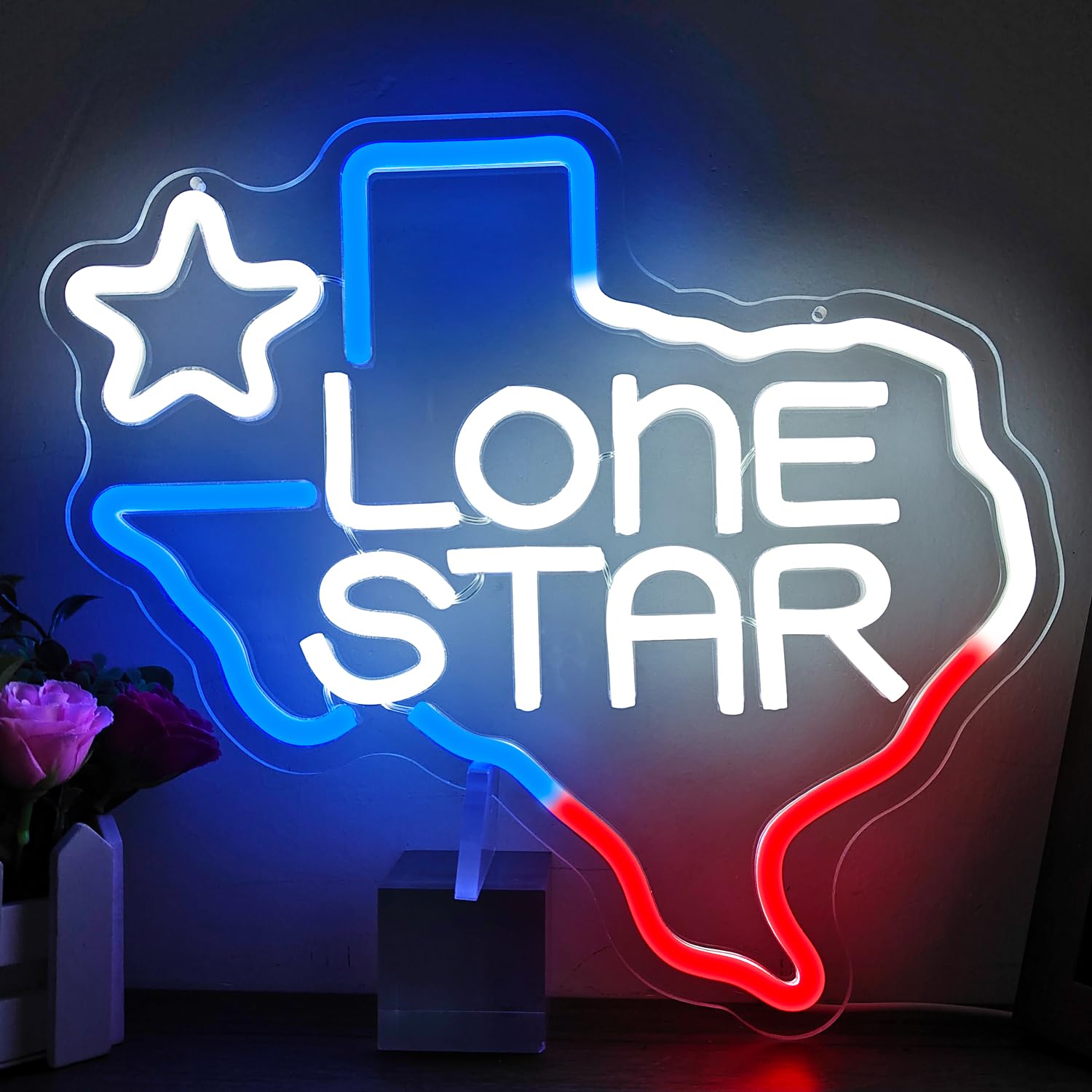 Geeinar Neon Sign - Dimmable Lone Star malt-inspired Wall Decor - Colorful Acrylic for Bedroom, Bar, Man Cave, Pub, Restaurant