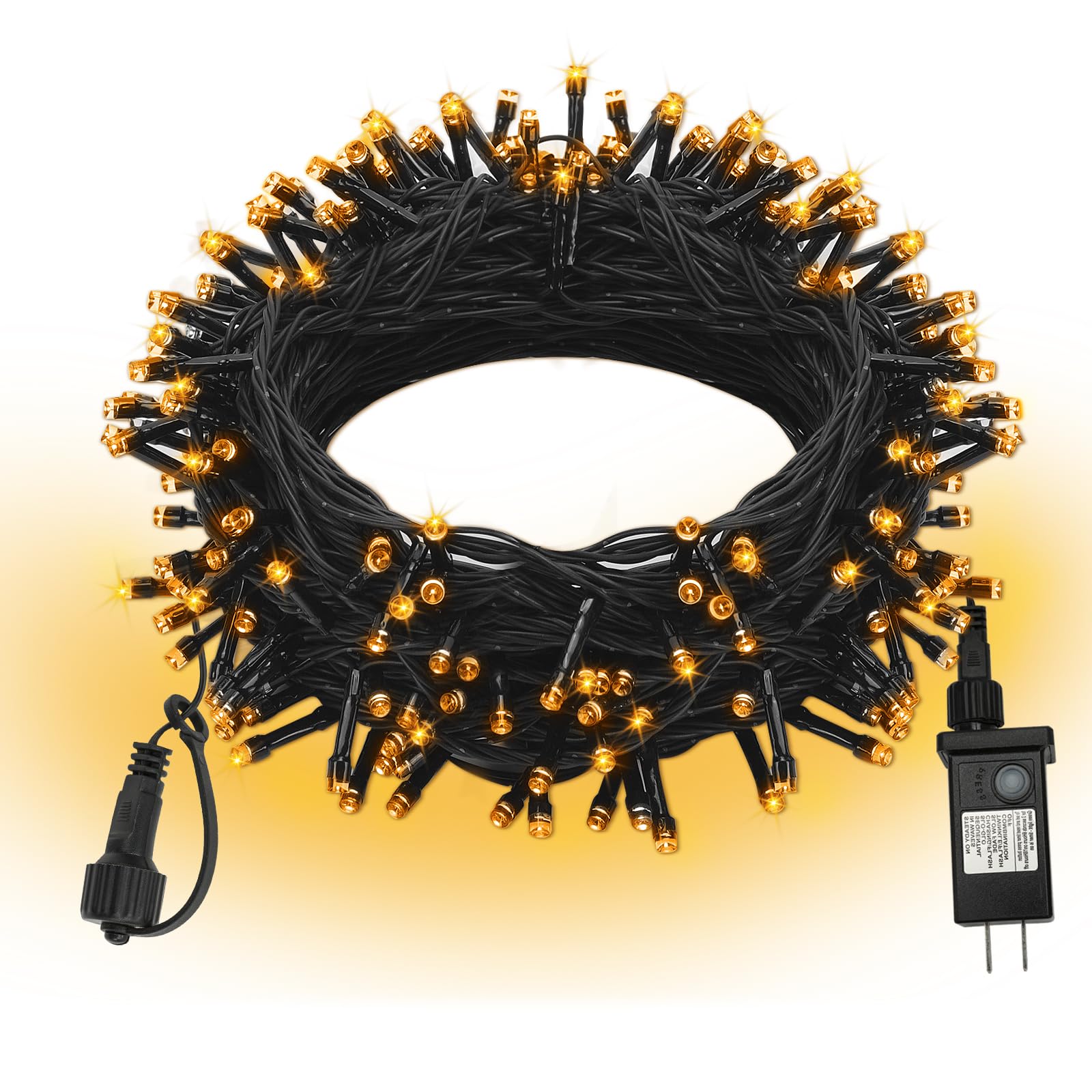 FairyGlim Halloween String Lights Plug in,66FT 200 LED String Lights with 8 Modes & Timer, Halloween Orange Lights Decorations f