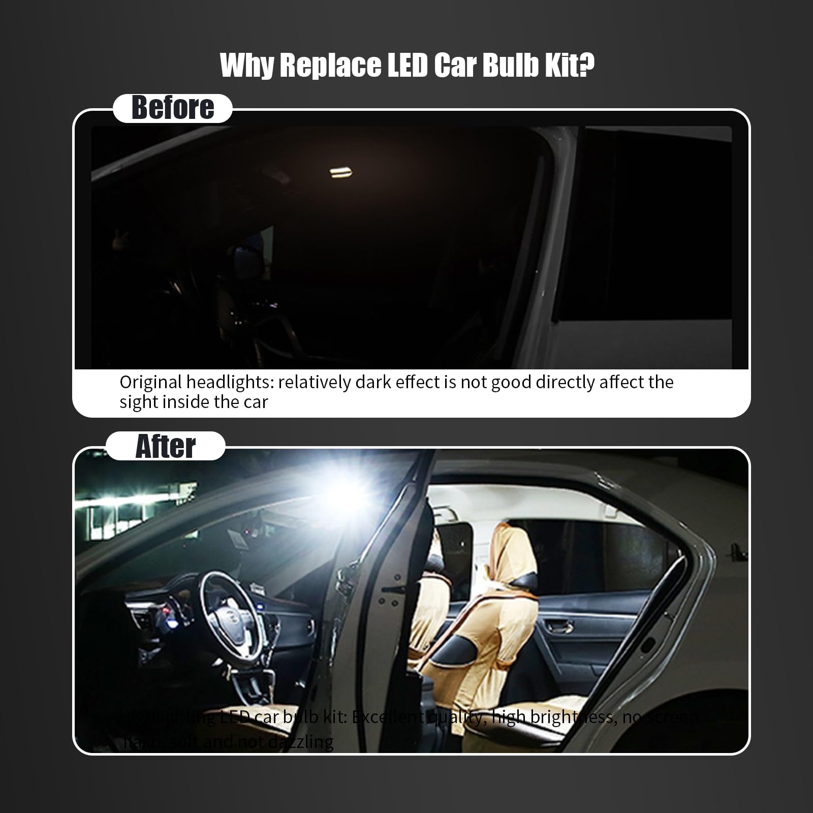 Gkmow Pack-24 Car Led Bulb Kit Set, T10 31 Mm 42 Mm Interior Car Lights Bulbs Dome Light, Festoon Bulbs Led Replacement Bulbs Fo