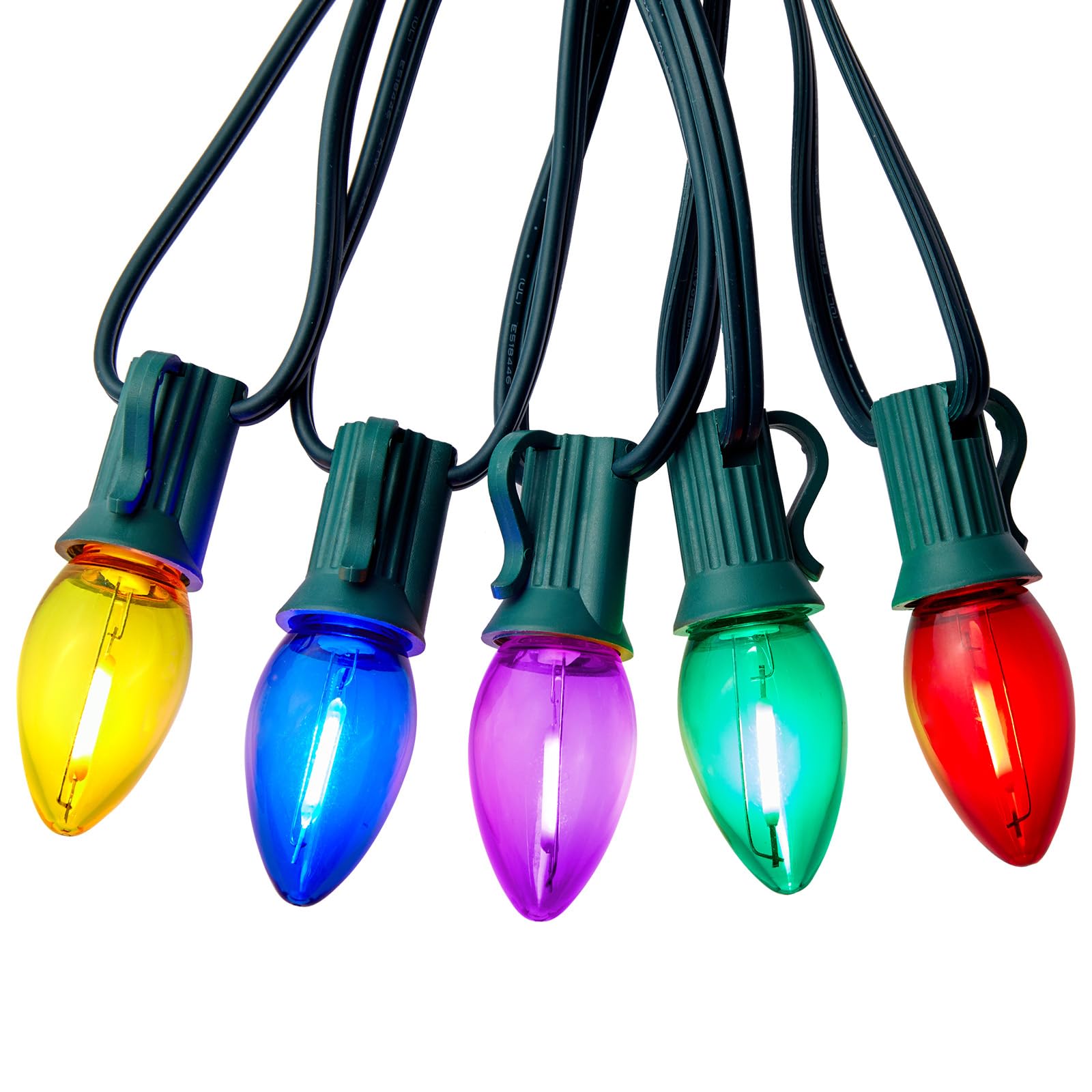 Multicolor C7 LED Christmas String Lights, 100FT C7 Vintage Christmas Lights with 104 Bulbs(4 Spare), Commercial Connectable Chr