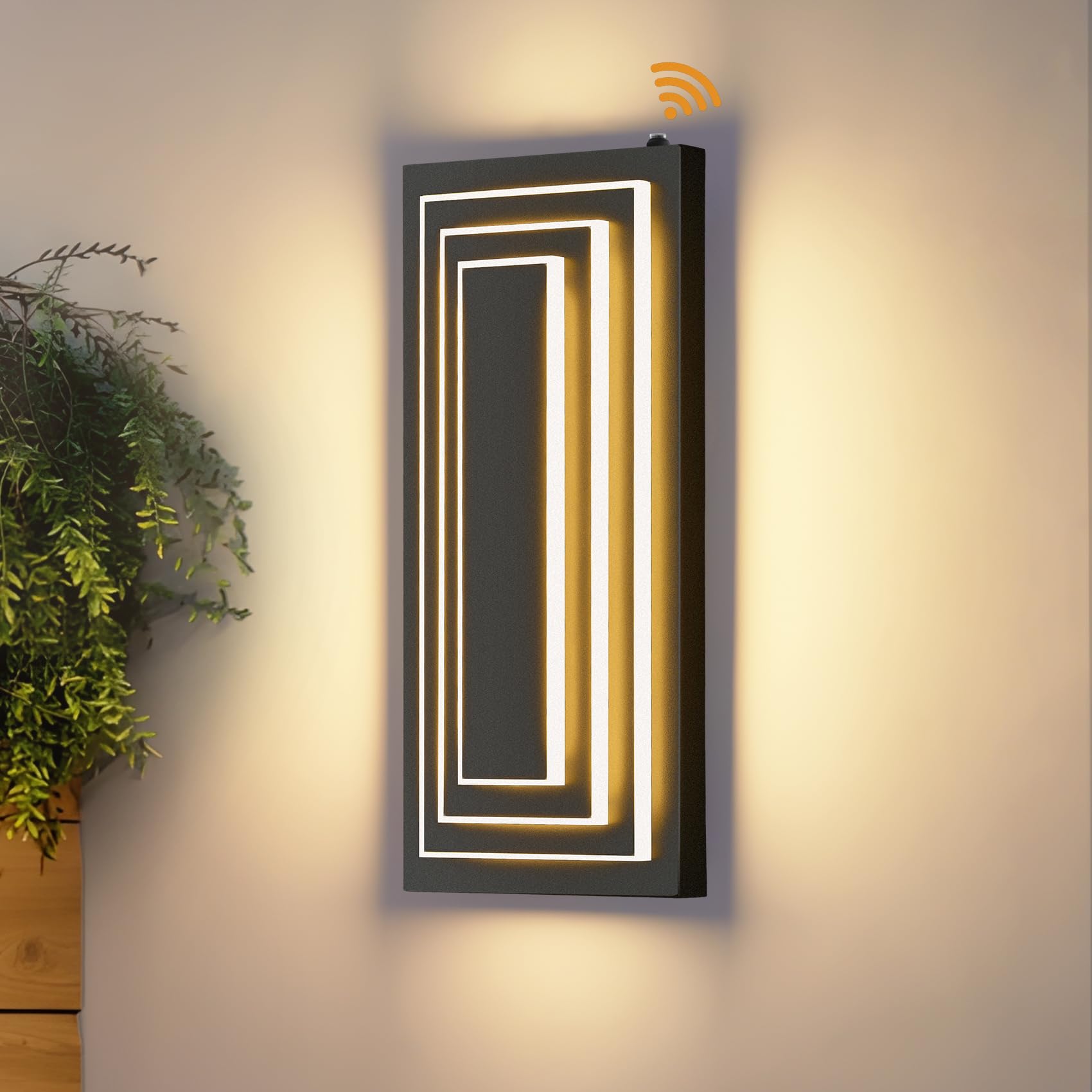 ZSMAIKU Dusk to Dawn Outdoor Led Wall Lights  23.6 in Long Exterior Lighting Fixtures Black Outdoor Sconce Lights 3-Tier Modern Porch Light 36W Warm White Outside Lights for House Garage  Patio 2 PCS