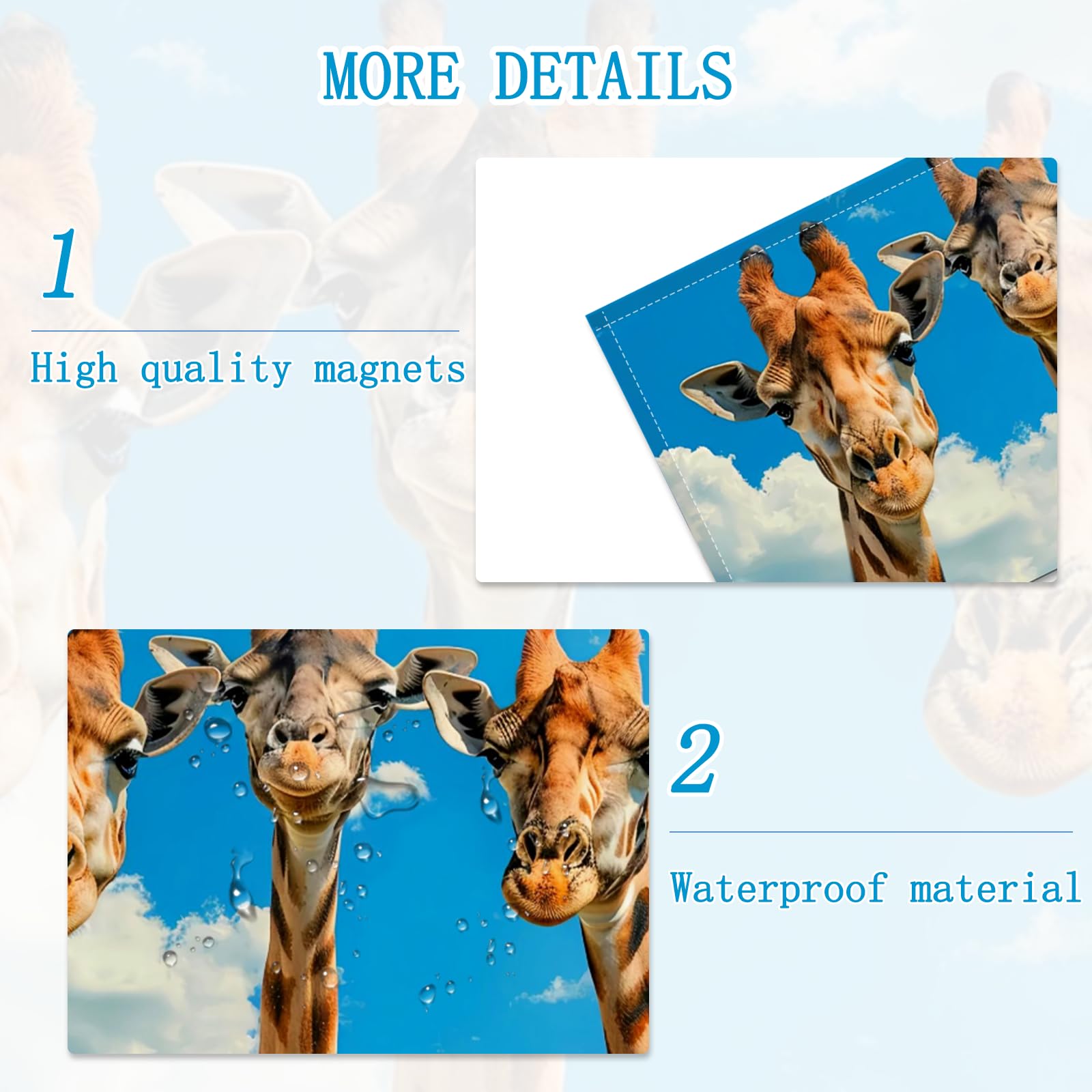 SCWISOAS Fluorescent Light Covers - Magnetic 2ft x 4ft Filters for Classroom, Home, Office - Three Giraffes Design