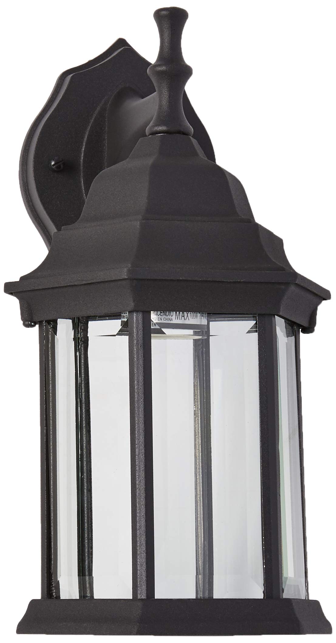 Westinghouse 6783100 One-Light, Textured Black Finish On Cast Aluminum With Clear Beveled Glass Panels Exterior Wall Lantern