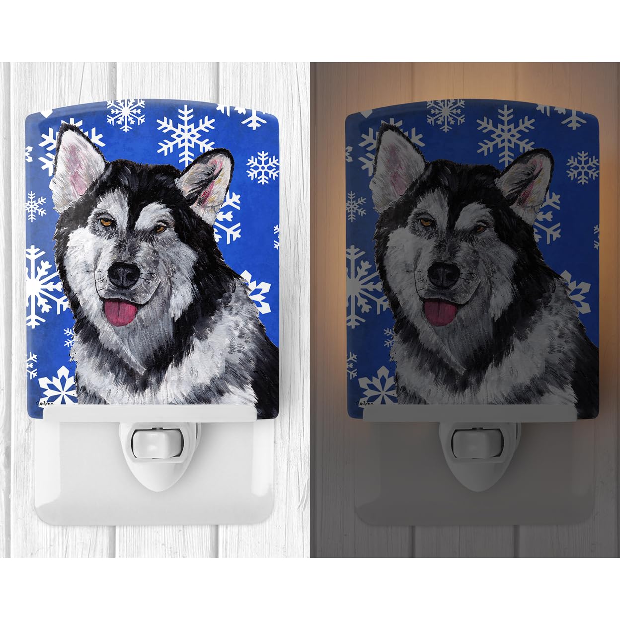 Carolines Treasures Night Light, Alaskan Malamute, Ceramic, 6x4x3in, Multicolor, Model SC9491CNL, UL-Certified for Bedroom, Bathroom