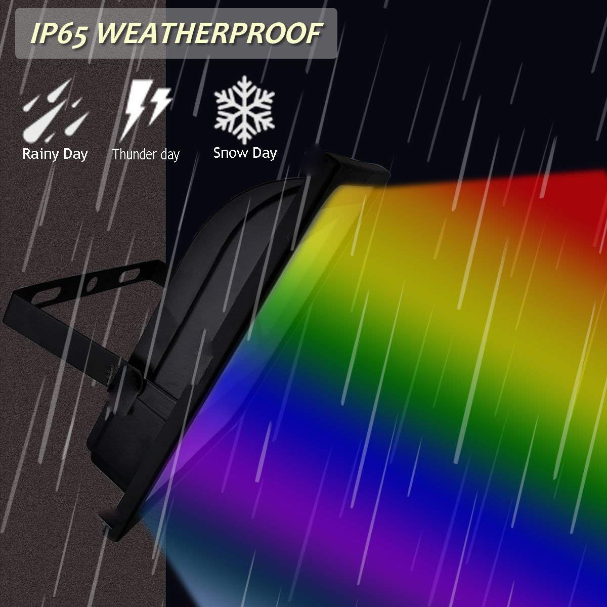 GLW 20W RGB LED Flood Lights - Waterproof Color Changing with Remote Control, 2 Pack for Garden/Yard Lighting
