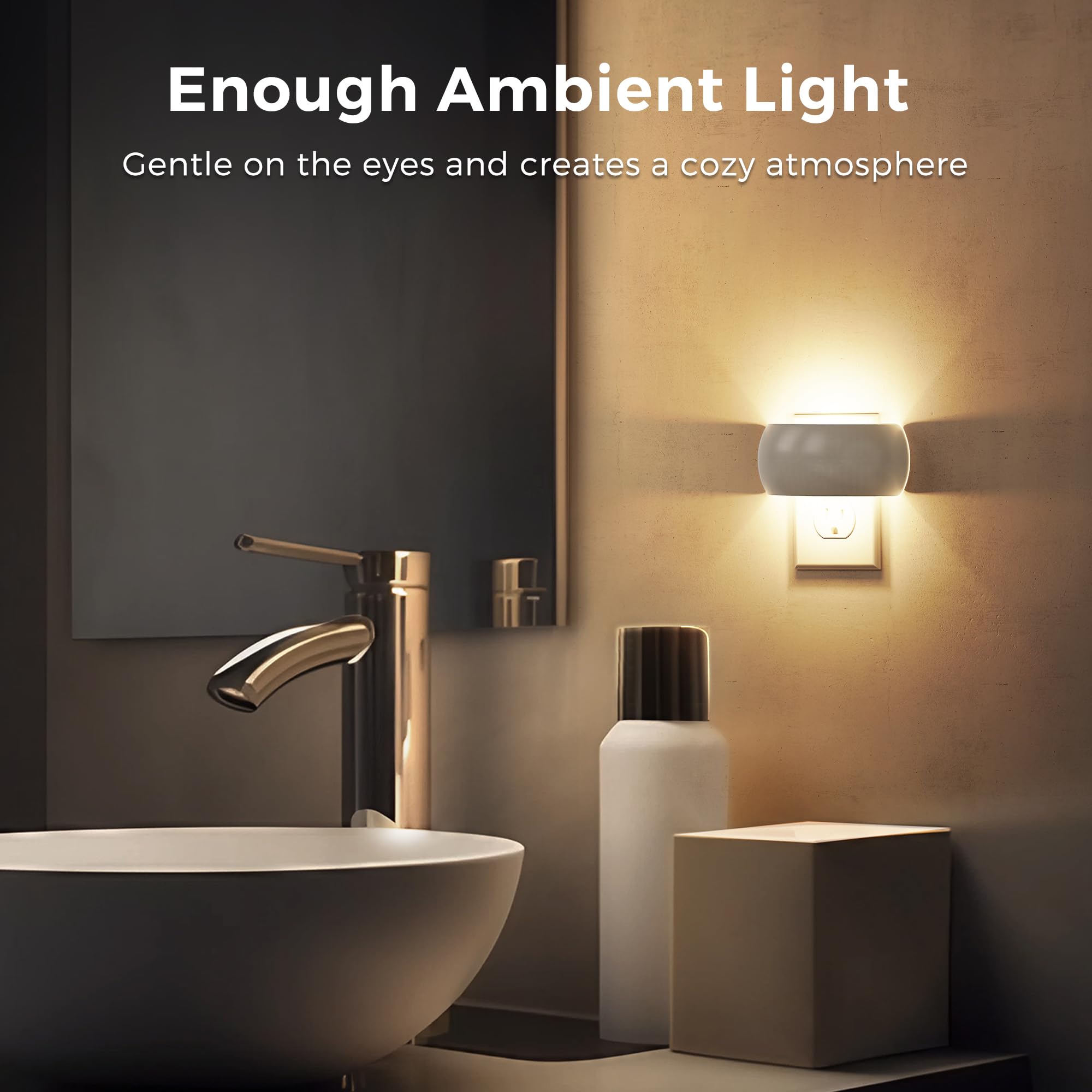 L LOHAS LED Night Light, Auto Dusk to Dawn Sensor, Dimmable 0-100LM, 1 Pack, Backlit Soft White, Model A-GY-157-02-US