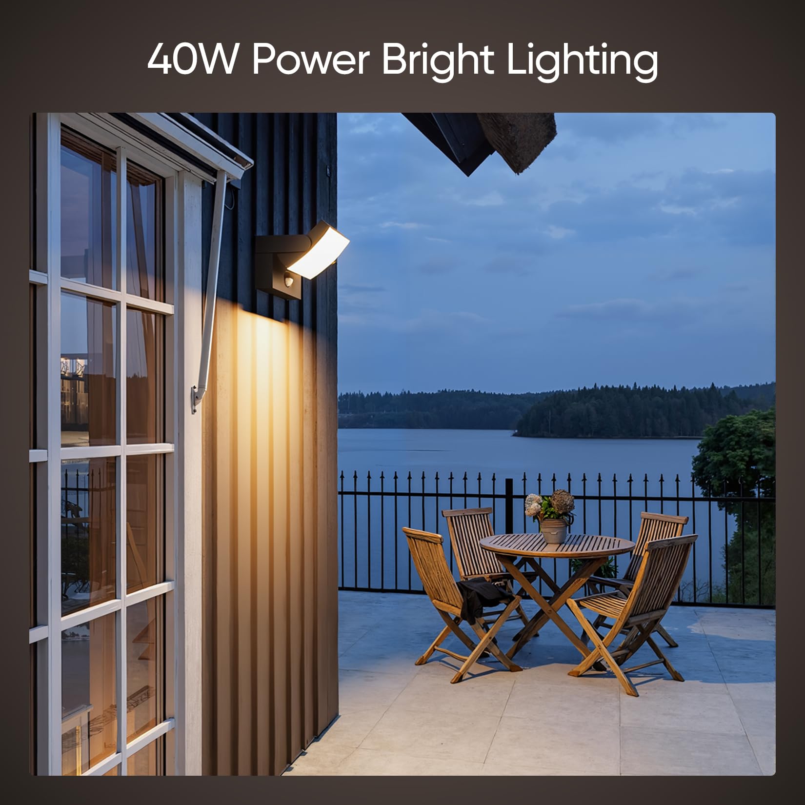 Lundwa 40W Motion Sensor Outdoor Wall Lights  3000K Black Led Light Fixture  Ip65 Waterproof Exterior Porch Light  360  Adjustable Head Flood Wall Lighting For House