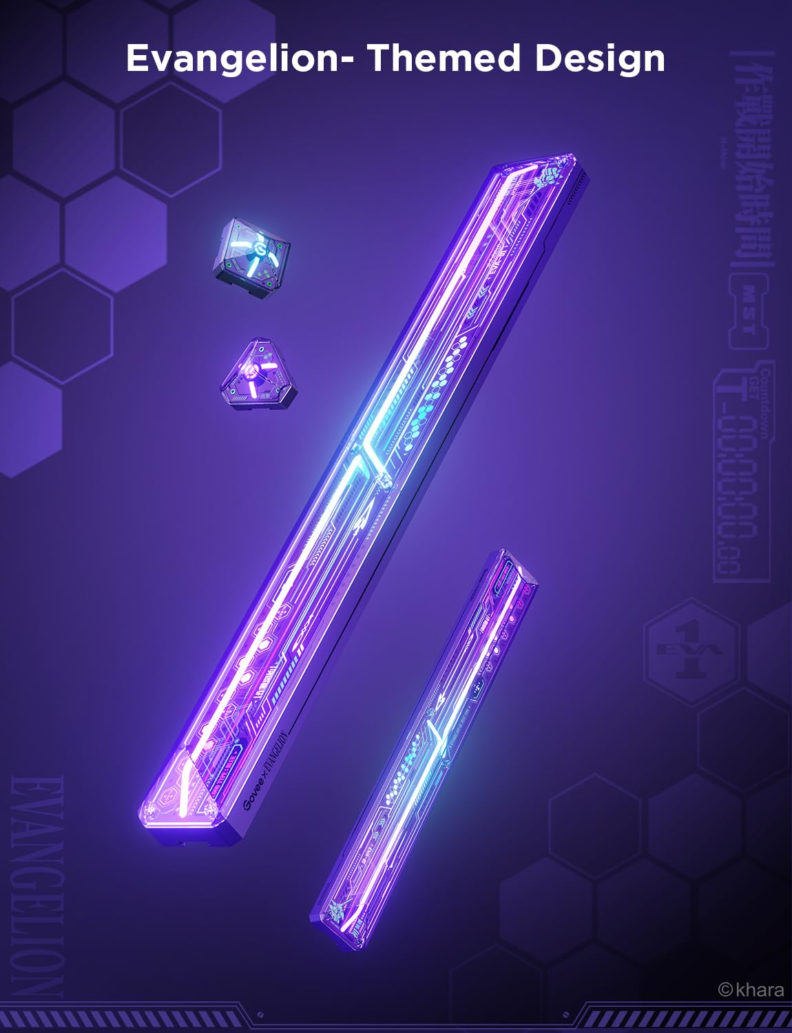 Govee Gaming Wall Light Expansion Kit - 2 Light Sections, Purple, Model H1063F, Expandable Up to 12 Sections