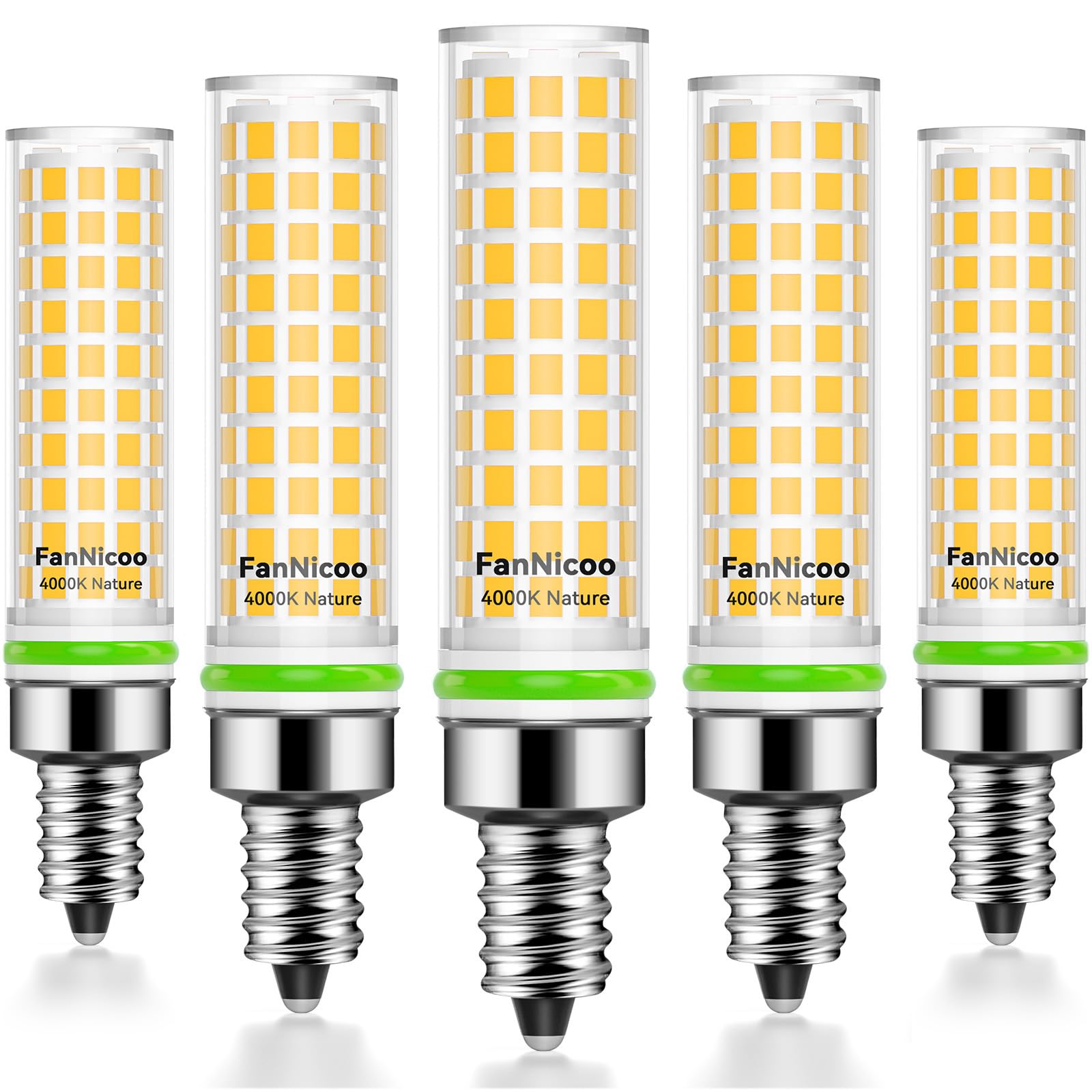 E12 Led Bulb 100W Equivalent 1200Lm 4000K Led Candelabra Bulbs Natural White 10W T6 C7 Candle Light Bulbs For Ceiling Fan Pendant Lighting Salt Lamp Non-Dimmable(5Pack)