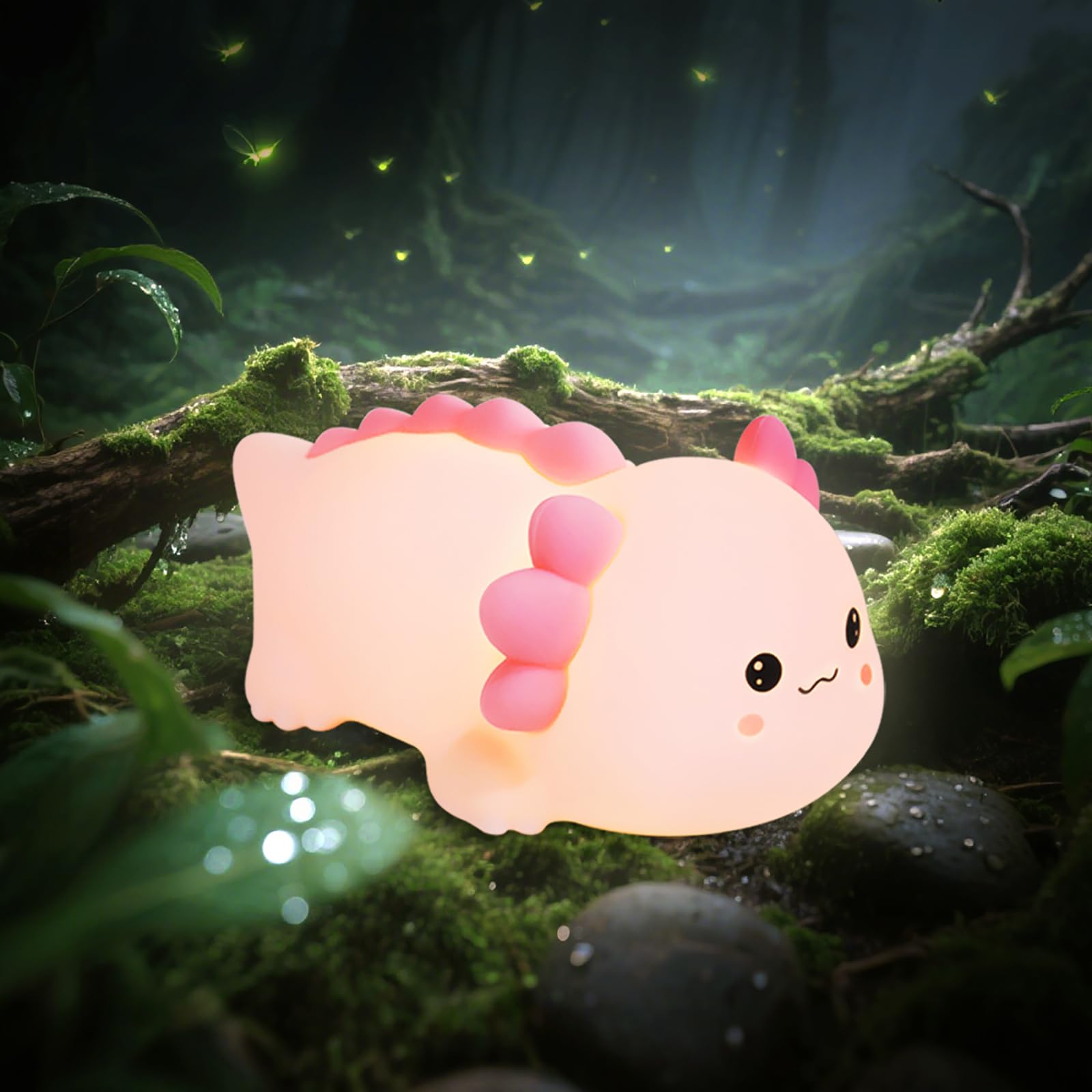 QAQWQAQ Axolotl Silicone Nursery Night Light, Dimmable LED Animal Lamp with Timer,Cute Gifts Rechargeable Bedroom Bedside Lamp w