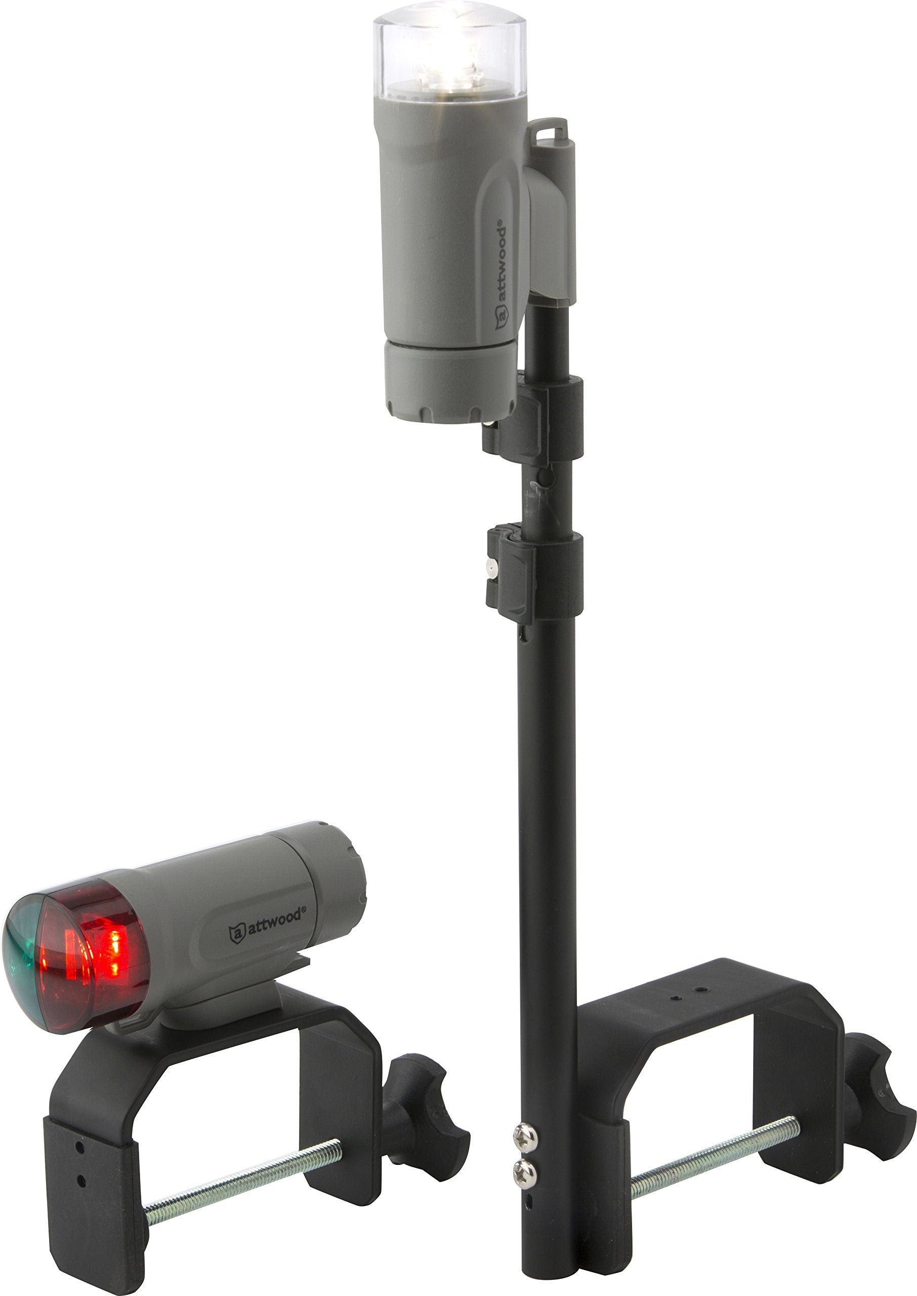 Attwood Portable Clamp-On LED Light Kit, Water-Resistant, Marine Gray Finish, Model 14190-7, One Size