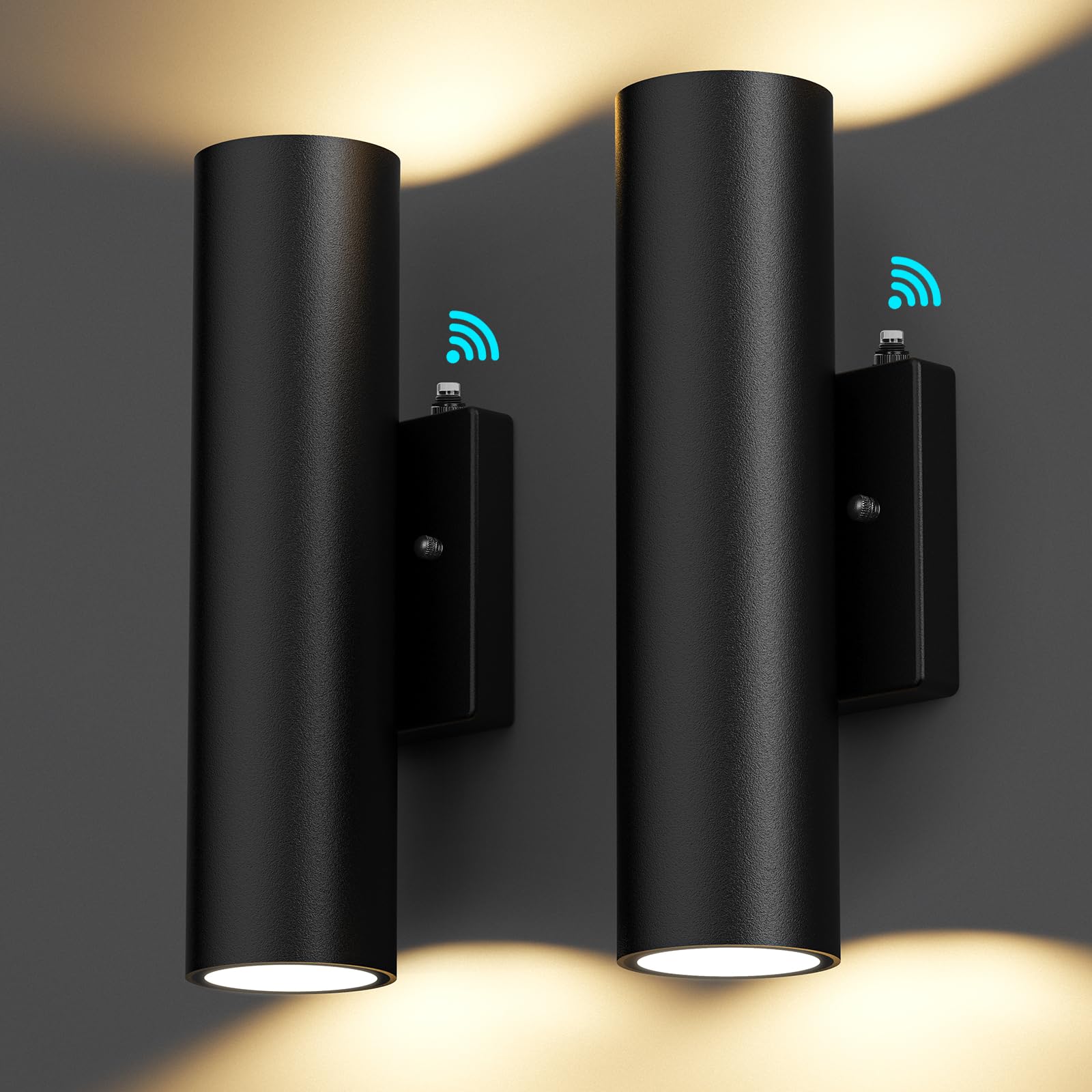 2-Pack Dusk to Dawn LED Outdoor Lighting, 12W Modern Outdoor Wall Light Fixtures, 2700K Porch Lights Wall Mount, Black Exterior 