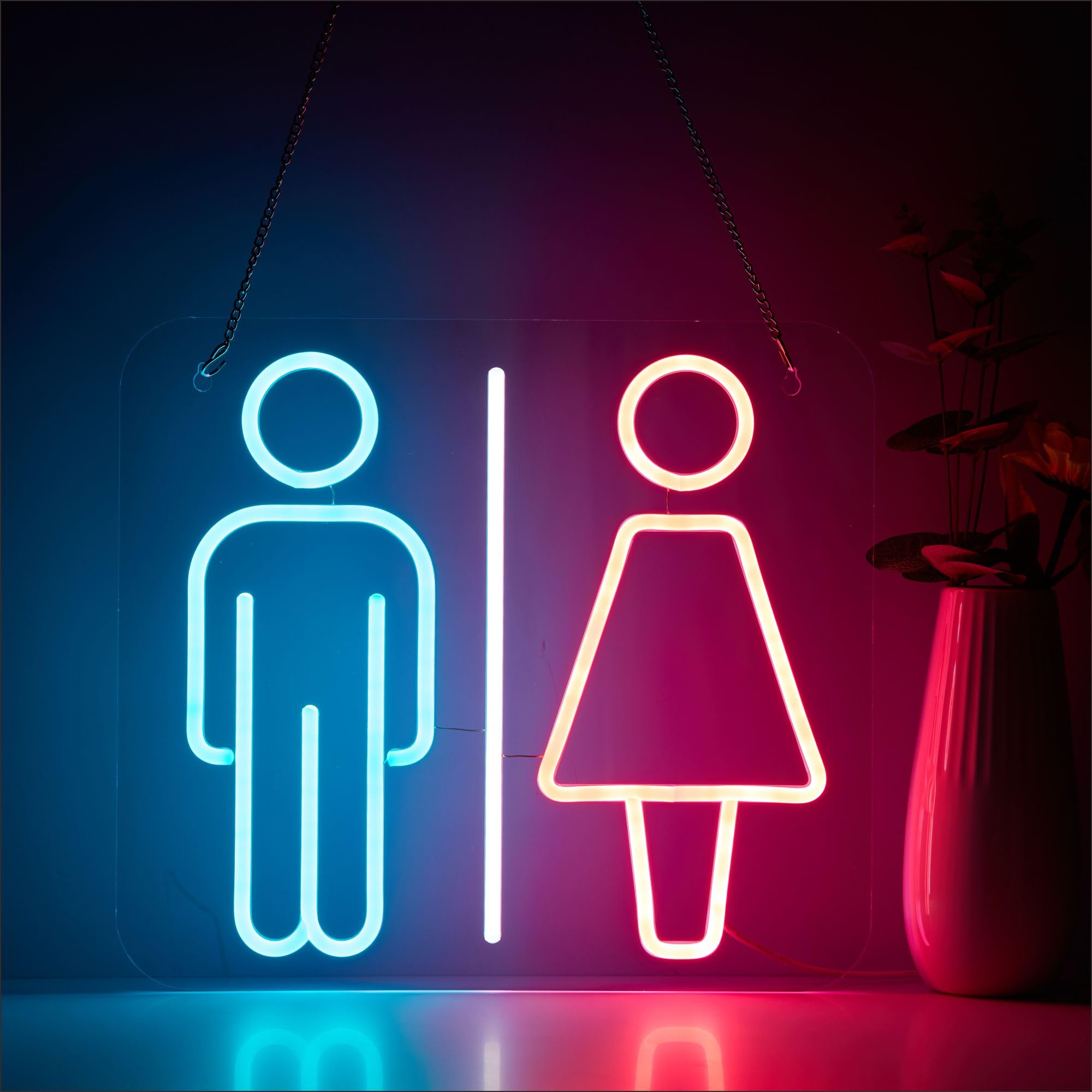 VarLietin Restroom Neon Sign, LED Wall Decor, Acrylic, USB Powered, Pink+Blue Toilet, Model Var-ns-b1