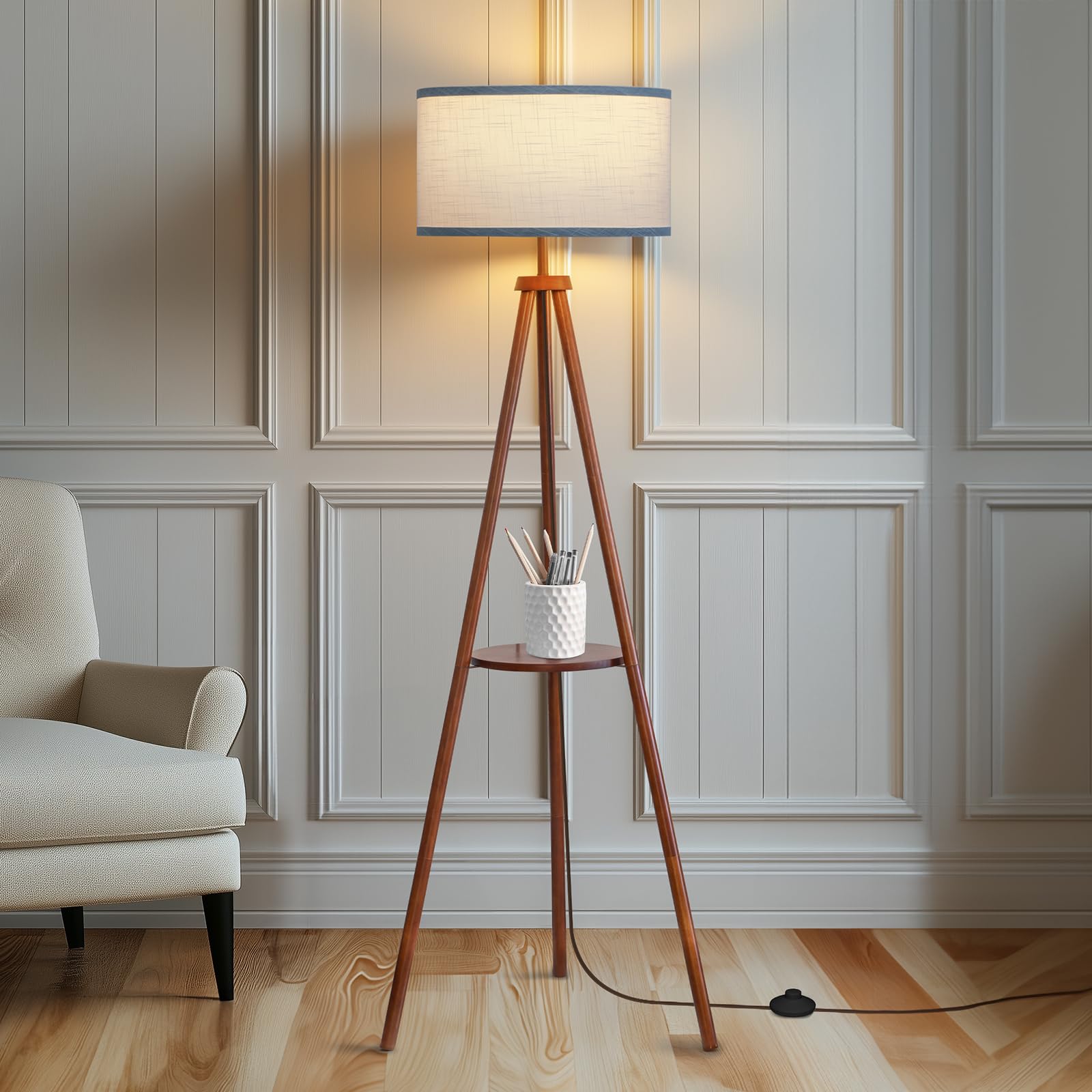 EOEYYOYB Floor Lamps for Living Room, Modern Standing Lamp with Shelf, 3 Color Temperature Led Bulb Tall Lamps with Foot Switch 
