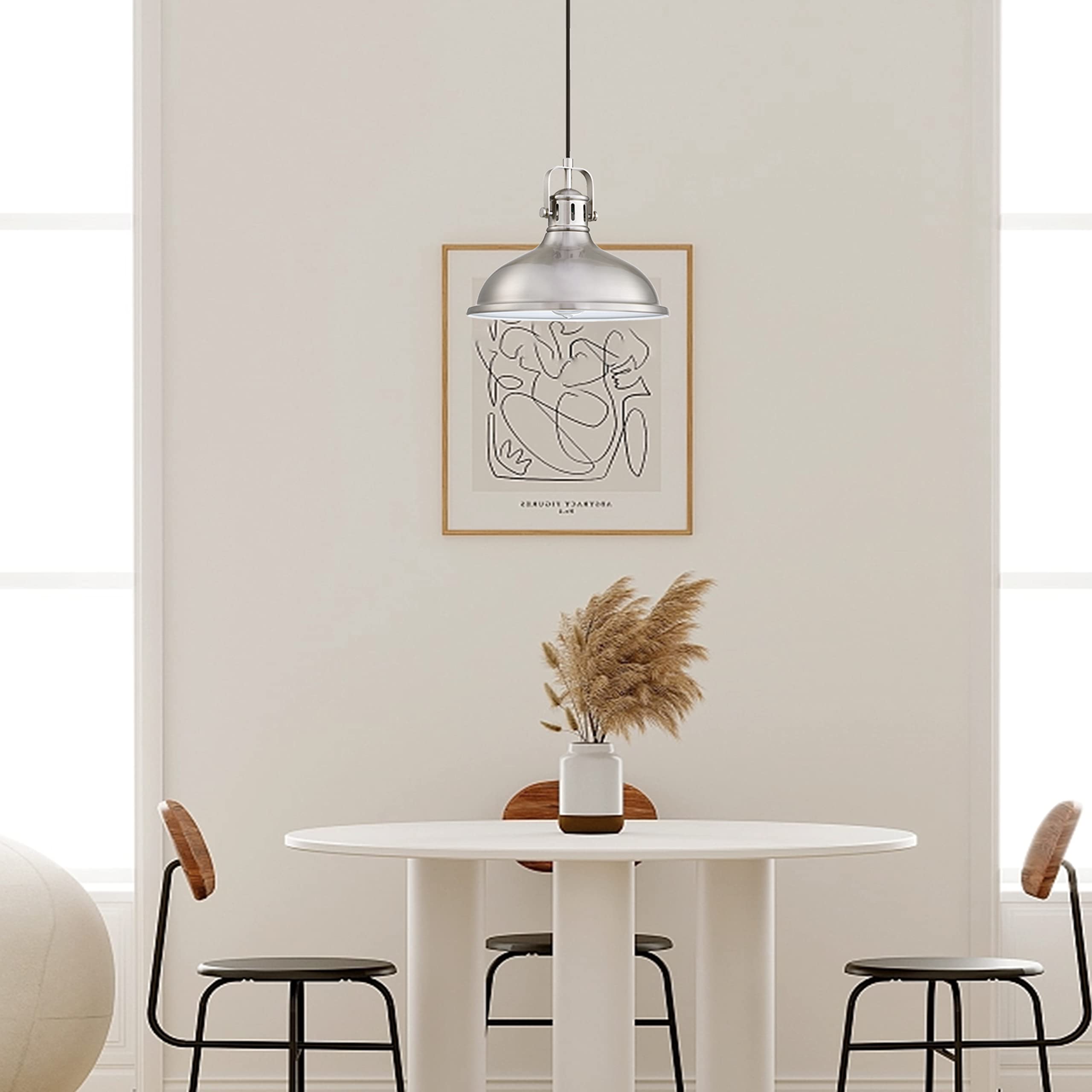 12 Inch Led 2 Pack 1 Light Pendant Light Industrial Vintage Fixtures Metal Chandelier Lights With Brushed Nickel Finish,Ceiling