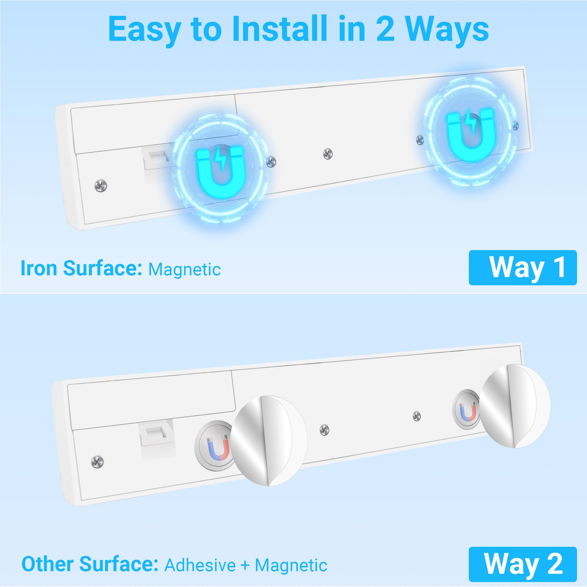 Maylit 2 Pack Closet Lights Motion Sensored  Battery Operated Light Indoor  Wireless Magnetic Night Led Bar  Stick On Lighting For Stair  Shelf  Hallway  Bed  Pantry  Under Cabinet  6000K Cool White
