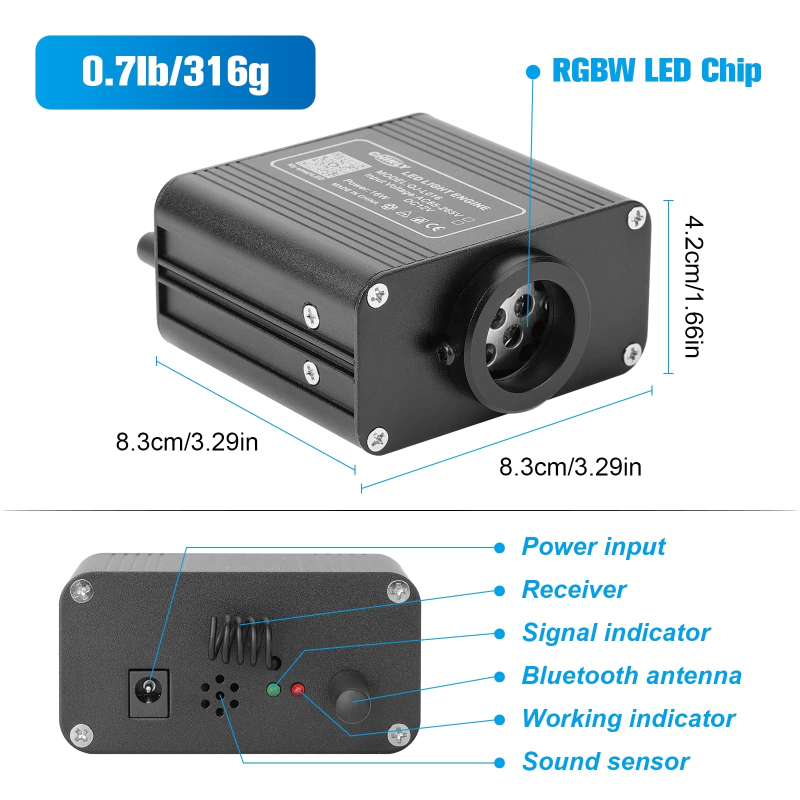 Chinly Twinkle 460Pcs 9.8Ft 0.03In Fiber Optic Lights Starlight Headliner Kit, Music Mode Bluetooth App Control Remote, Rgbw Sta