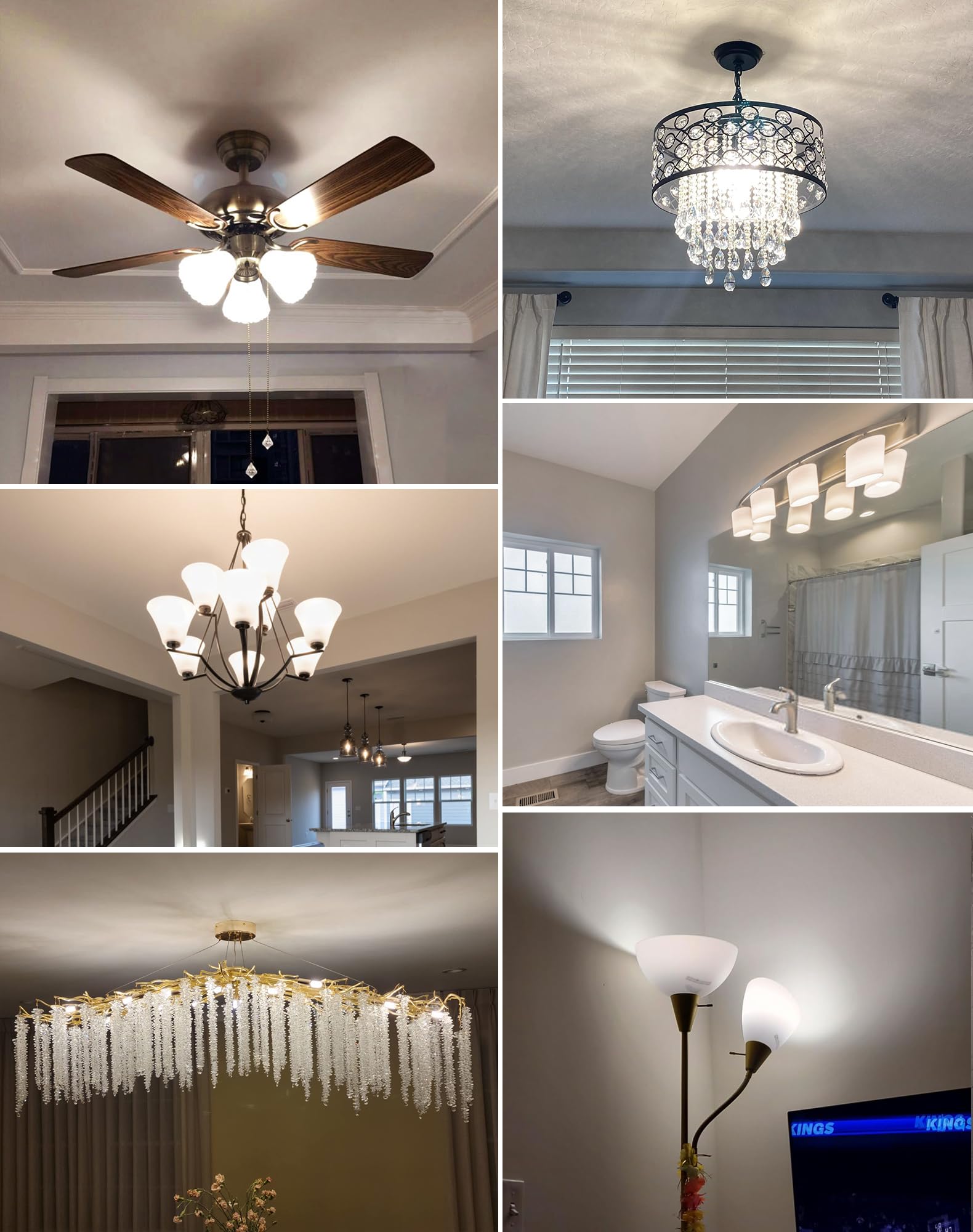 Gohdlamp 4000K Natural White E12 Led Bulbs - 100W Equivalent 1200Lm  Non-Dimmable Candelabra Base Bulb 6 Pack For Kitchen  Office  Vanity Lighting