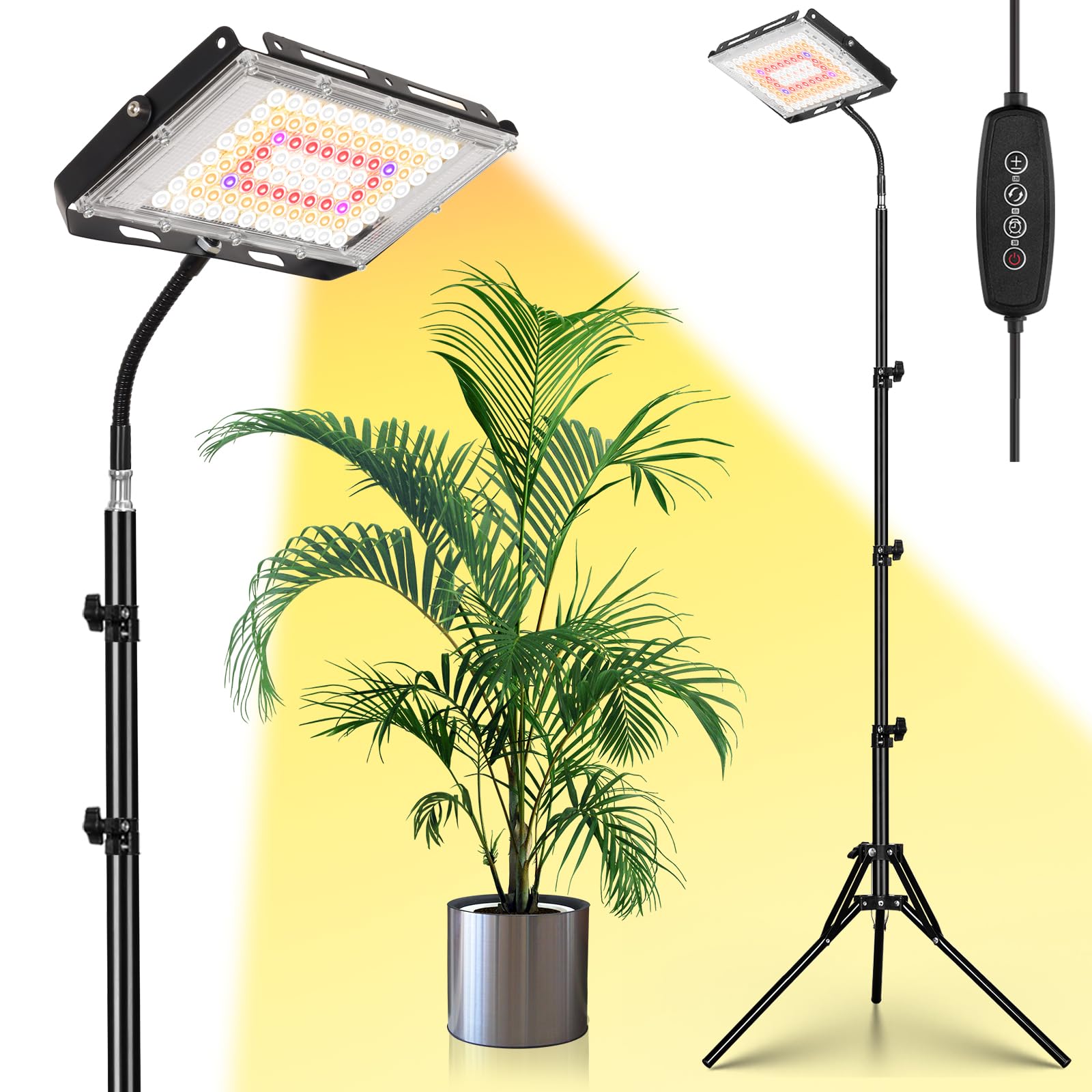 Lbw Grow Lights For Indoor Plants, 96 Leds Full Spectrum Standing Plant Grow Light With 4/8/12H Timer, 6 Dimmable Levels,68'' Ad