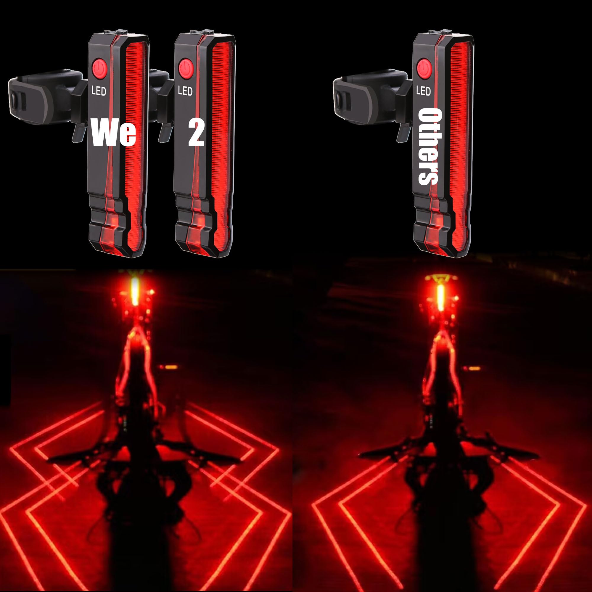 Bike Tail Light 2 Pack Best Rechargeable Bicycle Rear Light 2023 Cool Gadgets Gifts Scoot Safe Lights for Kids Women Men Running