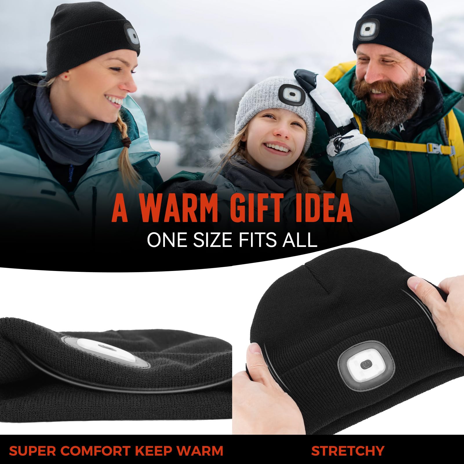 Symntem Valentines Day Gifts For Him, Unisex Beanie Hat With Light, Valentines Day Gifts, Rechargeable Headlight Cap, Valentines