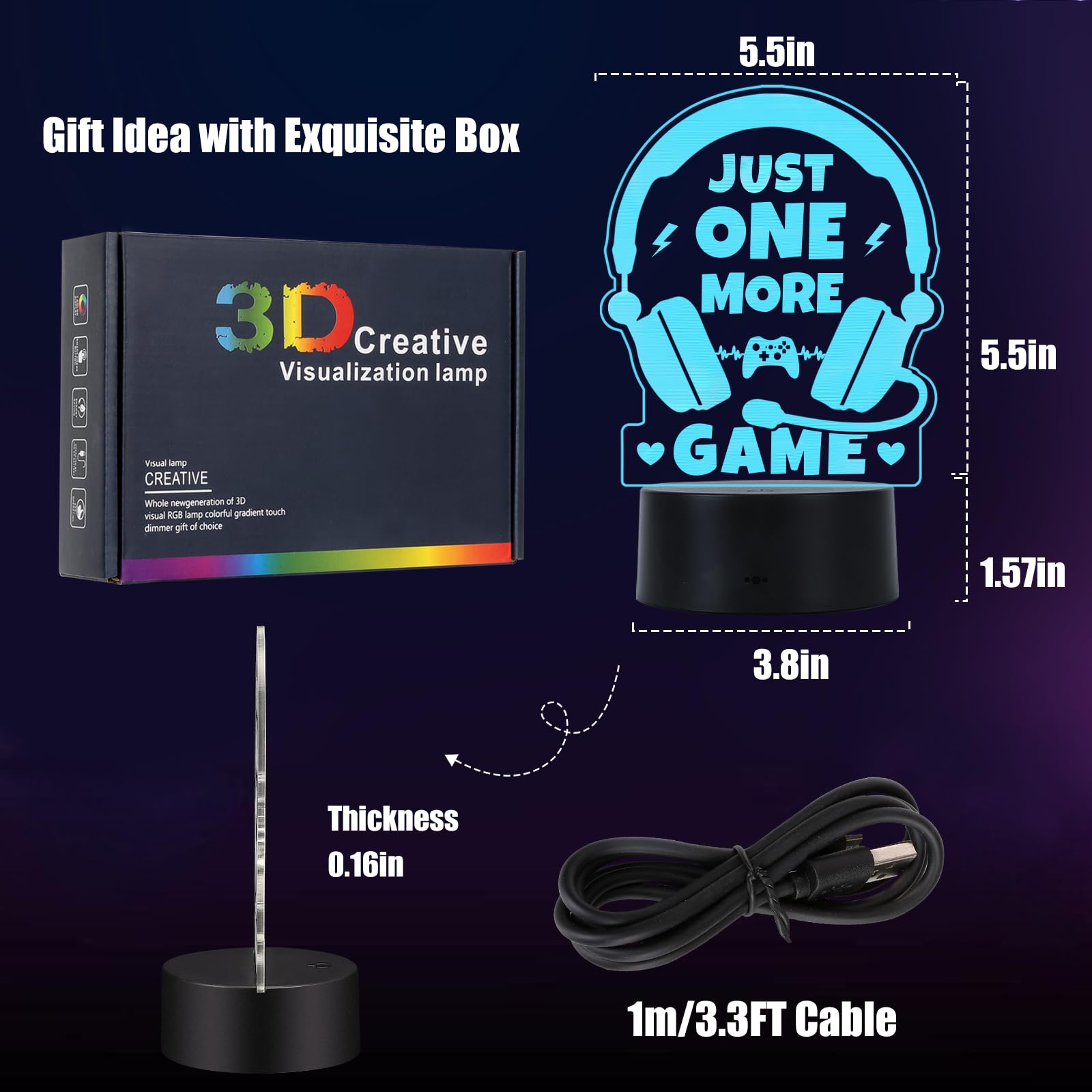 Gamer Gifts For Teenage Boy Girls Easter Basket Stuffer  Boyfriend Birthday Gift Cool Christmas Gift For Men Dad Son Daughter 2025 Graduation Gift  Led Light Up Gaming Lamp Acrylic Gaming Night Light