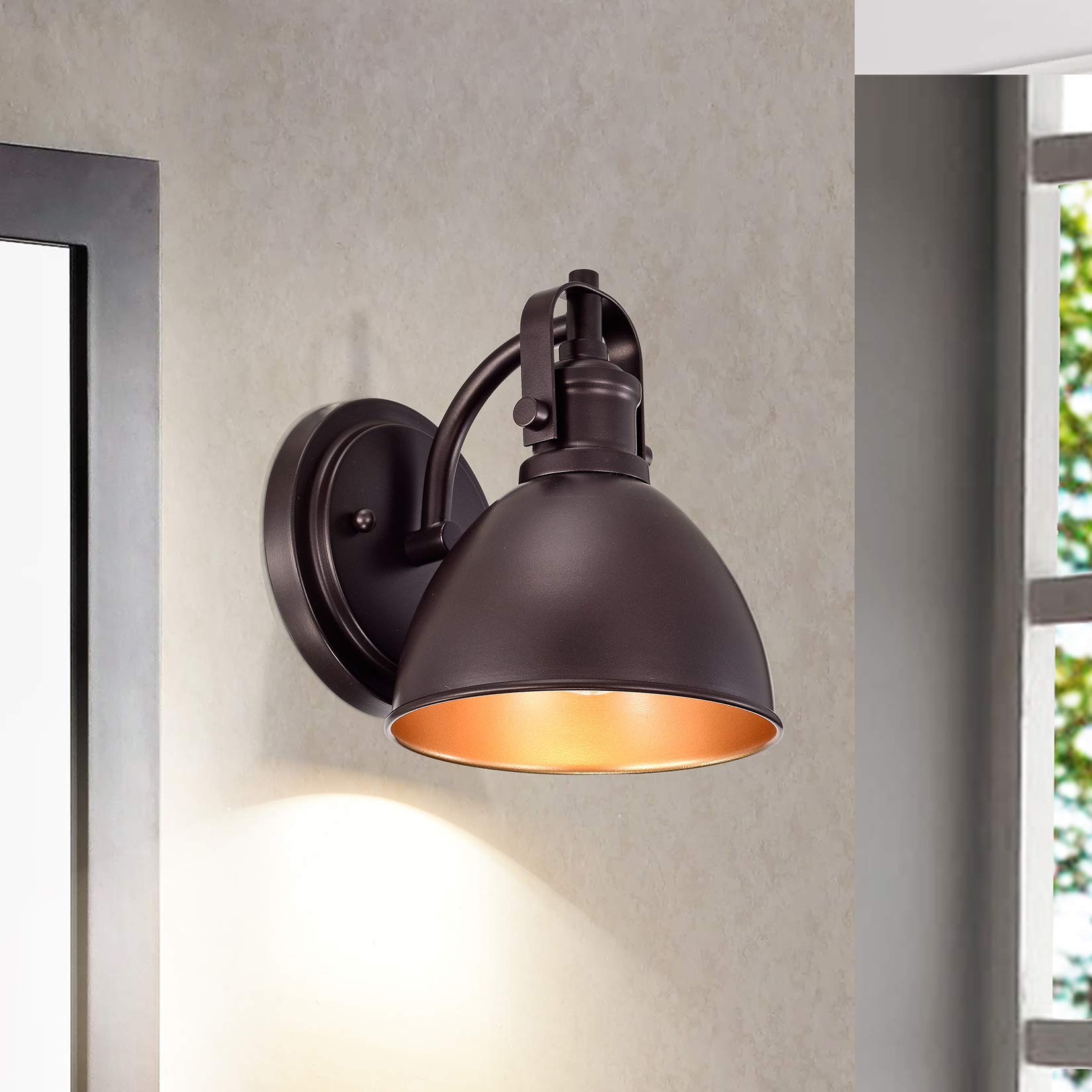 ACLand Oil Rubbed Bronze Gooseneck Wall Sconce, 7.5 Rustic Farmhouse Vanity Light, Barn Light Fixture for Bathroom, Bedroom, Gar