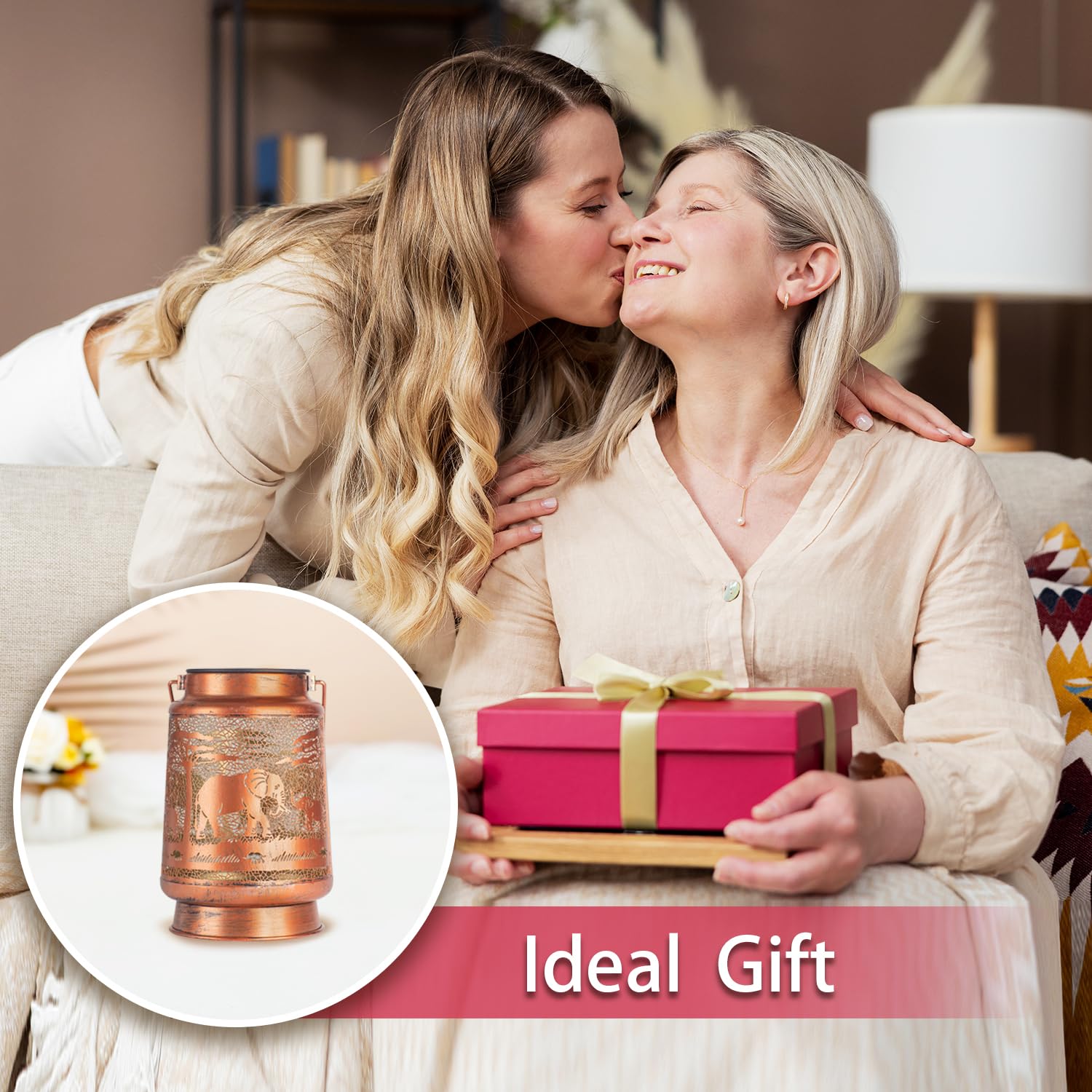 2 Pack Elephant Outdoor Solar Hanging Lanterns Waterproof Led Solar Lights Metal Decorative Lanterns For Garden, Patio, Courtyar