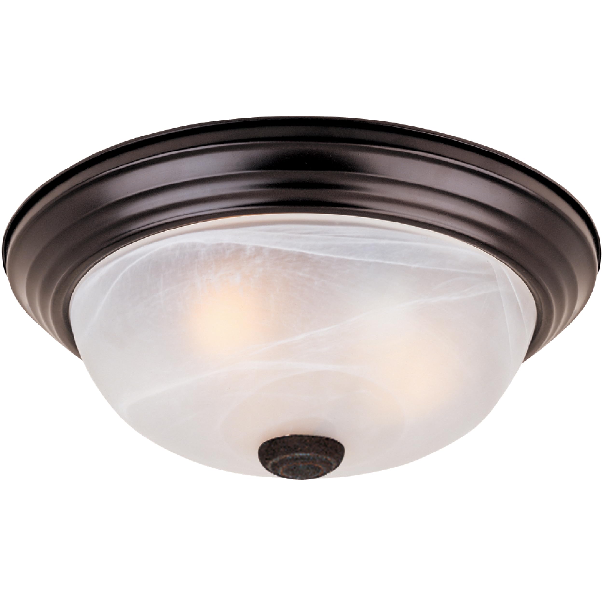 DESIGNERS FOUNTAIN 2-Light Flush Mount Ceiling Light, 11 in, White Alabaster Glass, Oil Rubbed Bronze, Model 1257S-ORB-AL