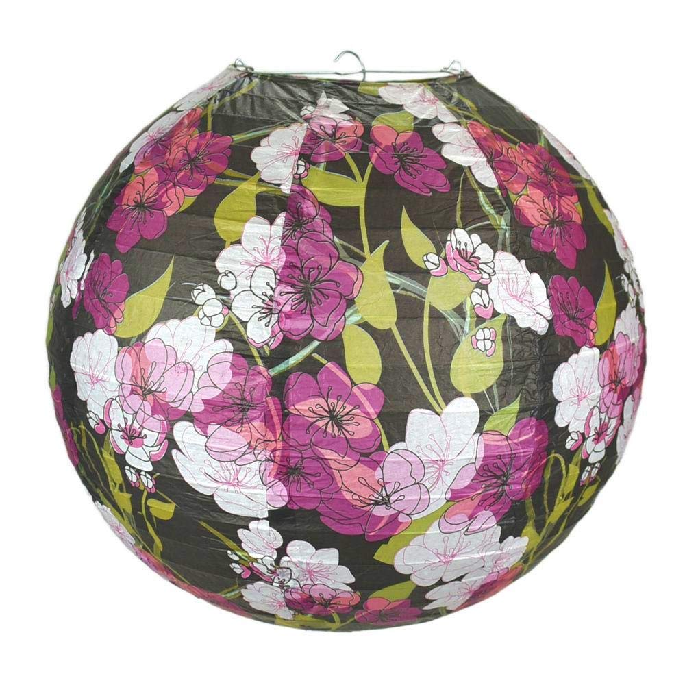 Quasimoon 14 Inch Paper Lantern - Japanese Plum Tree Cherry Blossom (Single) - Model 14PAT-27