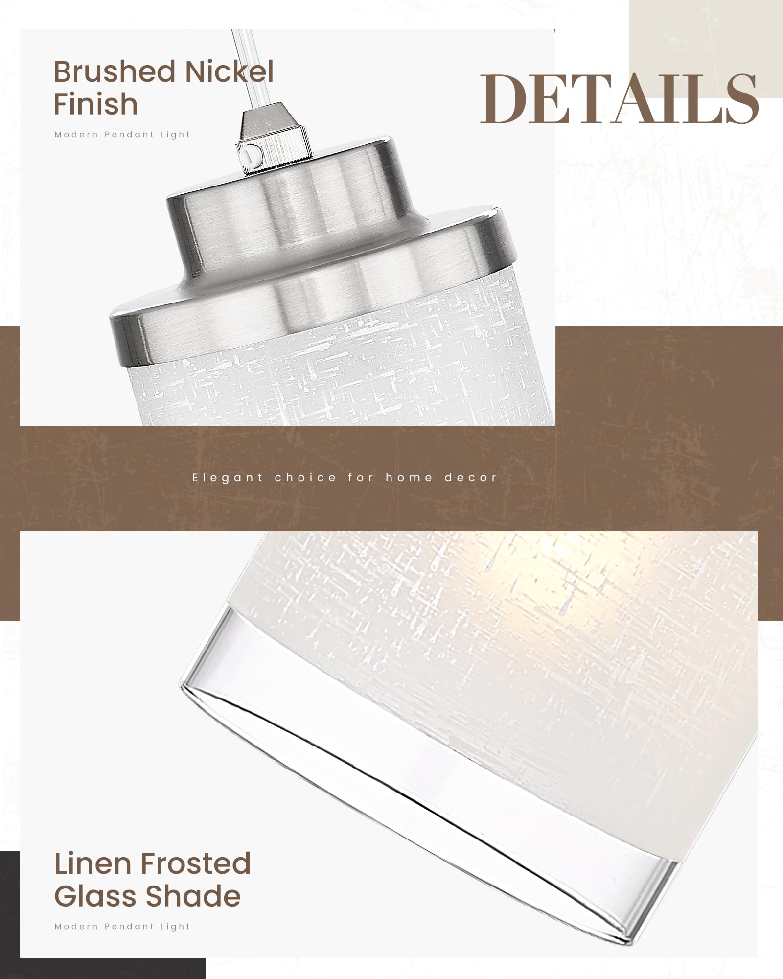 Tengxin 3-Lights Modern Pendant Light With Glass Shade Brushed Nickel Pendant Lighting Adjustable Industrial Retro Style Hanging