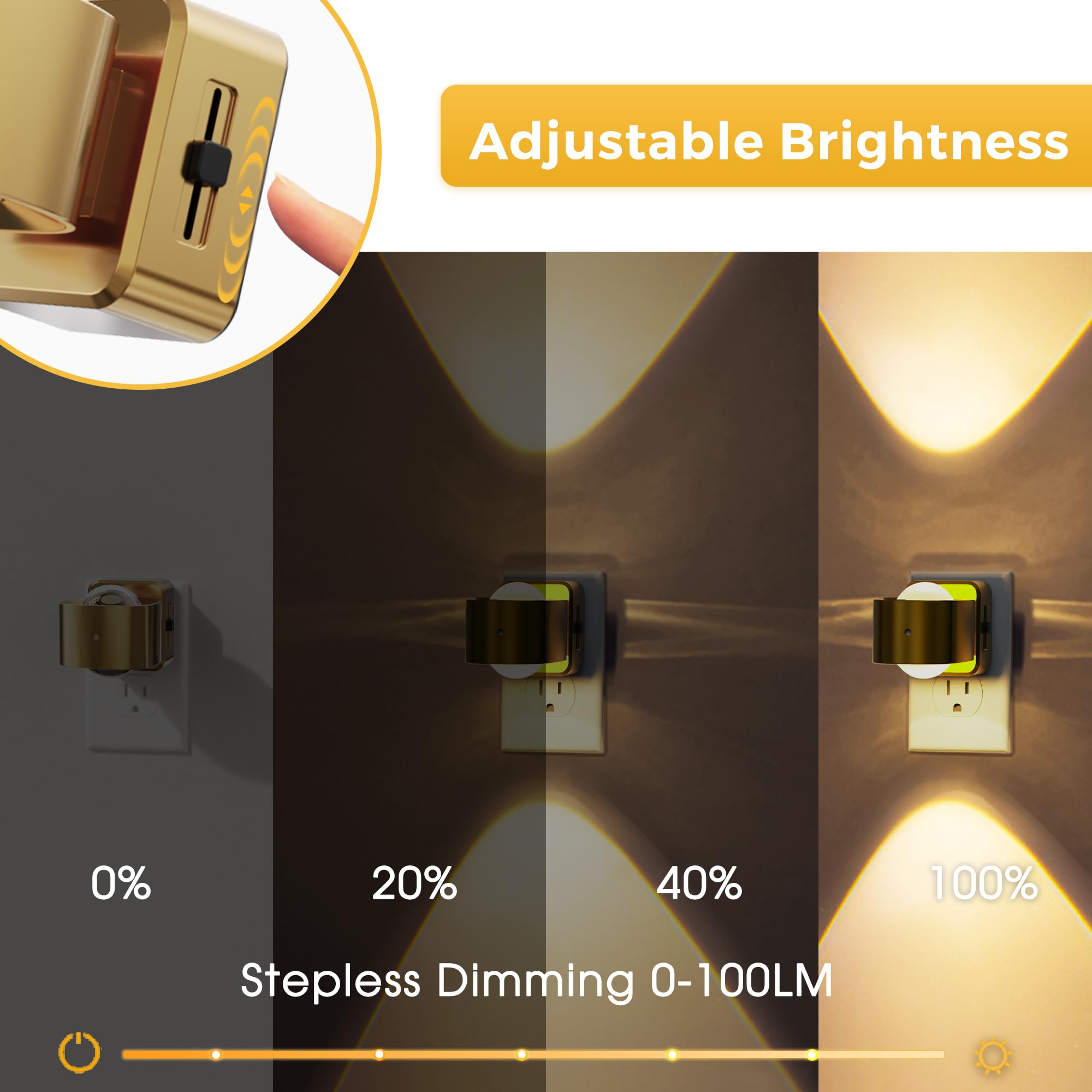 L LOHAS LED Night Light Projector, Dusk to Dawn Sensor, Rotating Soft White Ambient Light for Kids, Model A-GY154-02DBA1US, Electroplated Copper