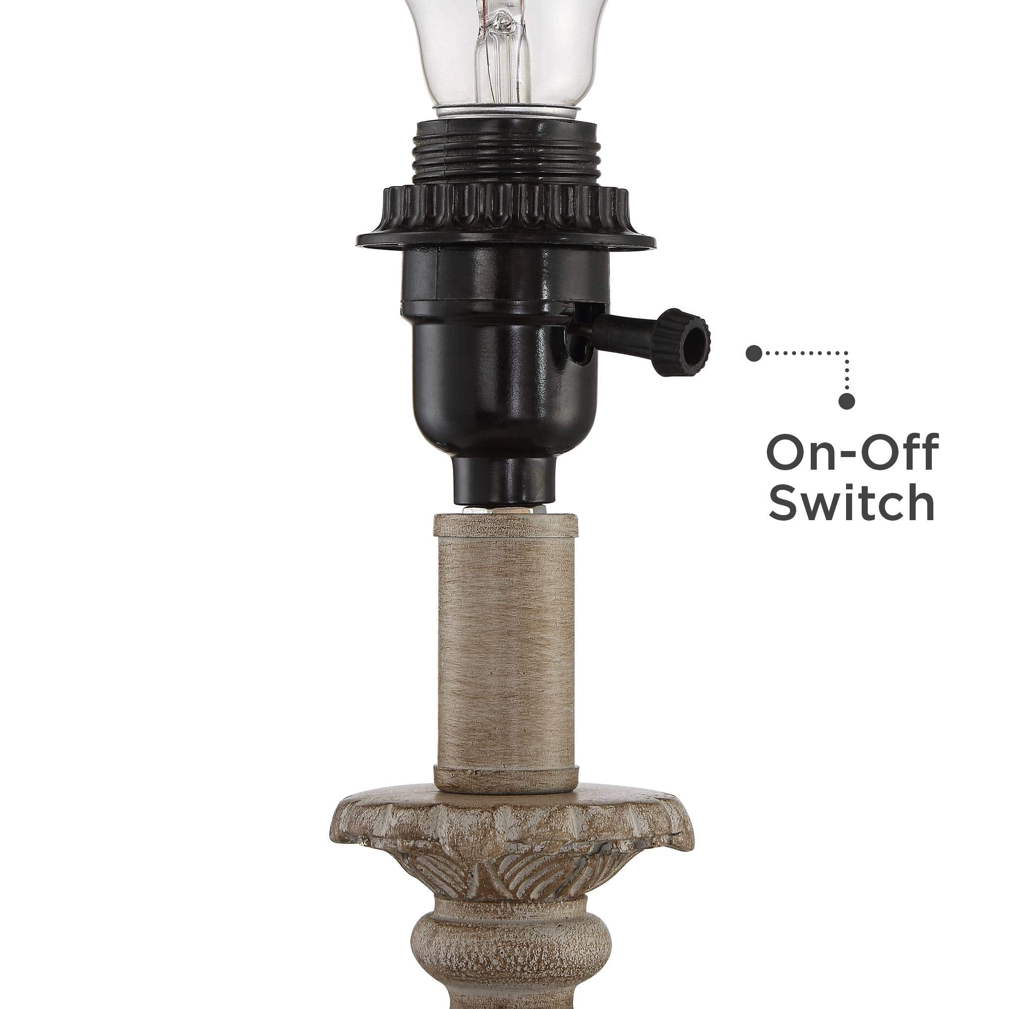 Regency Hill Cali Traditional Vintage Accent Table Lamps 19'' High Set Of 2 Antique Beige Off-White Bell Shade Candlestick For L