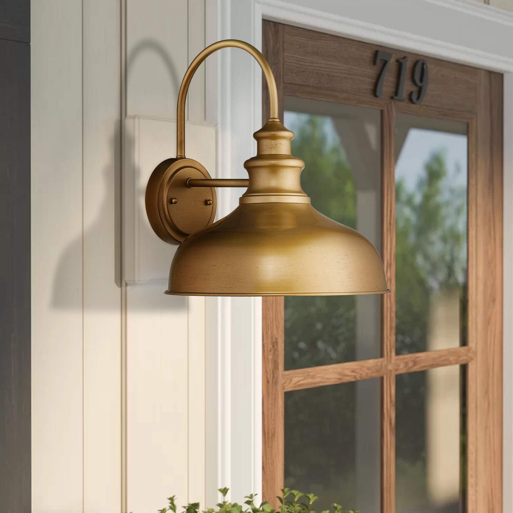 Zeyu Modern Barn Lighting, 11 Inches Gooseneck Light Fixture Indoor In Hand-Painted Gold Finish, 02A390 Ag