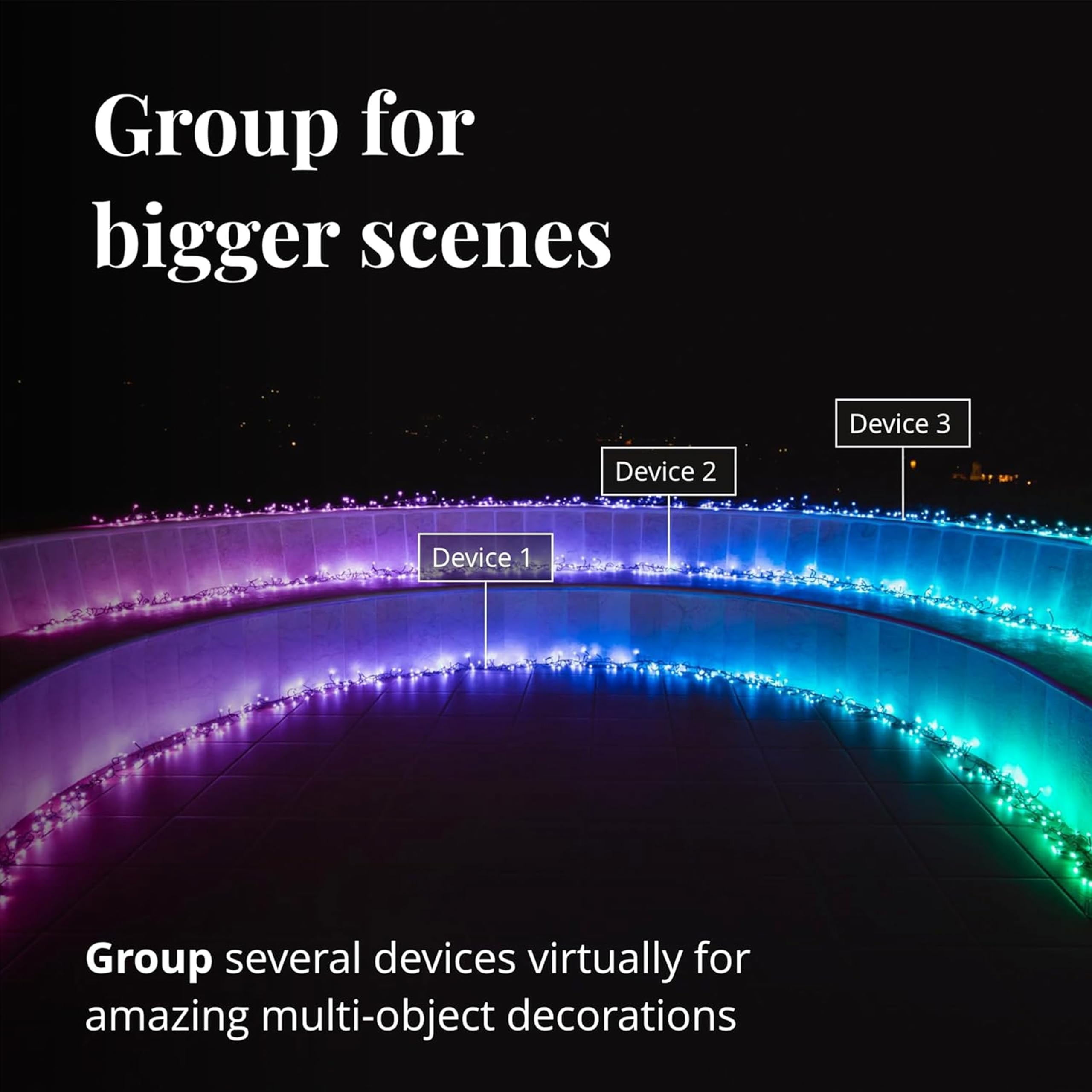 Twinkly RGB LED String Lights, 19.7ft, 400 Lights, Smart Home Compatible, IP44, Green Wire, Model TWC400STP-GUS