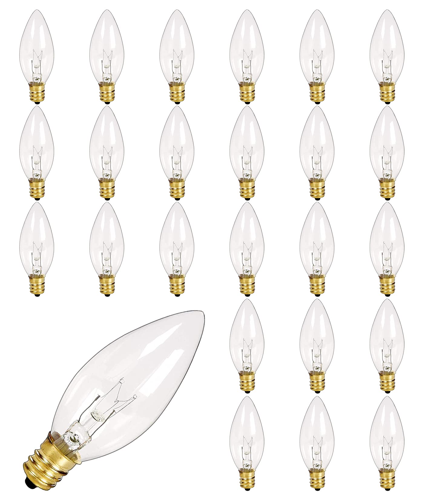 Romasaty 25Pk Crystal Clear E12 Candelabra Light Bulbs - 7W, Transparent For Chandeliers, Ceiling Fans, And Fireplaces