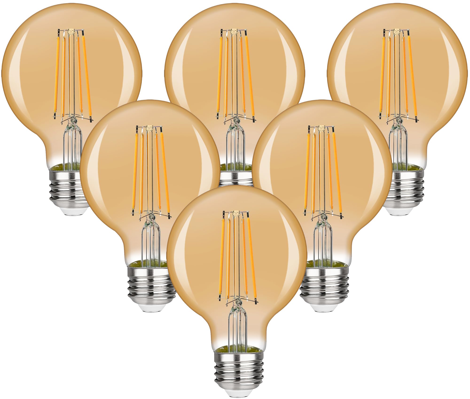 Kgc G25 Led Edison Vanity Globe Light Bulb, Led Filament Light Bulb, 6W Equivalent To 60W, G80 Dimmable 600Lm E26 Medium Base, B